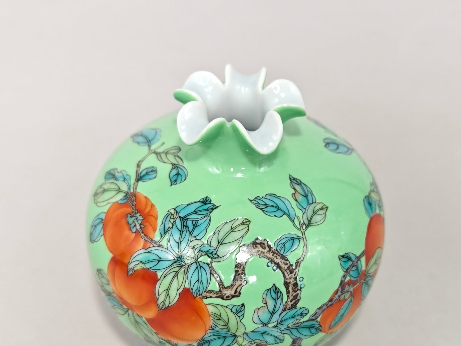 Green Glazed Melon and Fruit Pattern Vase - 4