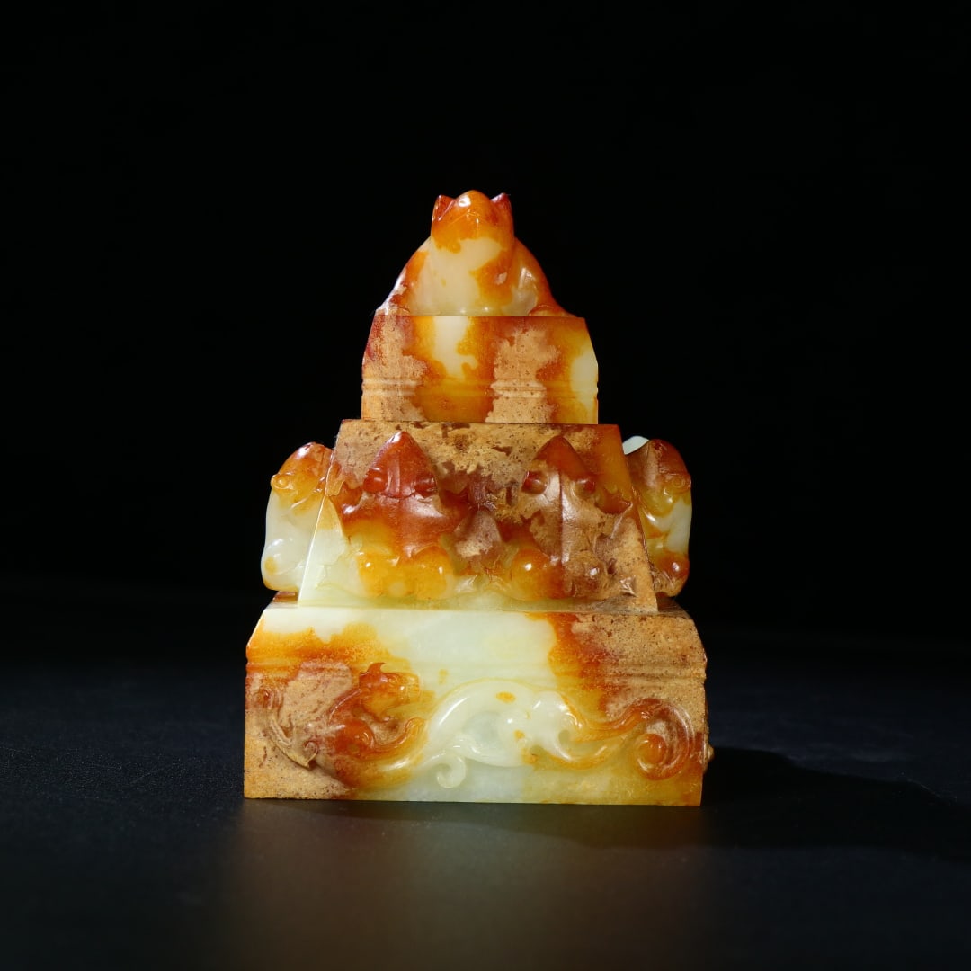 A Set of Fine White Jade Auspicious Animal Pattern Seals: A Set of Fine White Jade Auspicious Animal Pattern Seals,Han