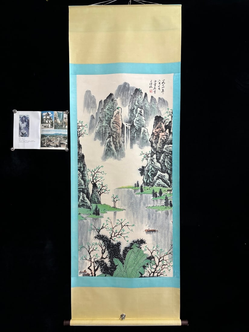 A Chinese Vertical Scroll Ink Painting of Landscape on Paper: A Chinese Vertical Scroll Ink Painting of Landscape on Paper,Bai xueshi,Size:(entirety)80.7inx31.5in,(Without
