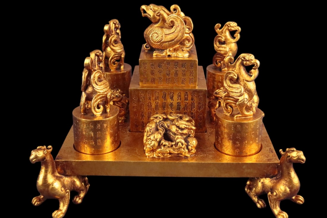 A Set of Fine Gilt Bronze Auspicious Animal Seals: A Set of Fine Gilt Bronze Auspicious Animal Seals,Qing Dynasty,China,with Yongzheng Four-character