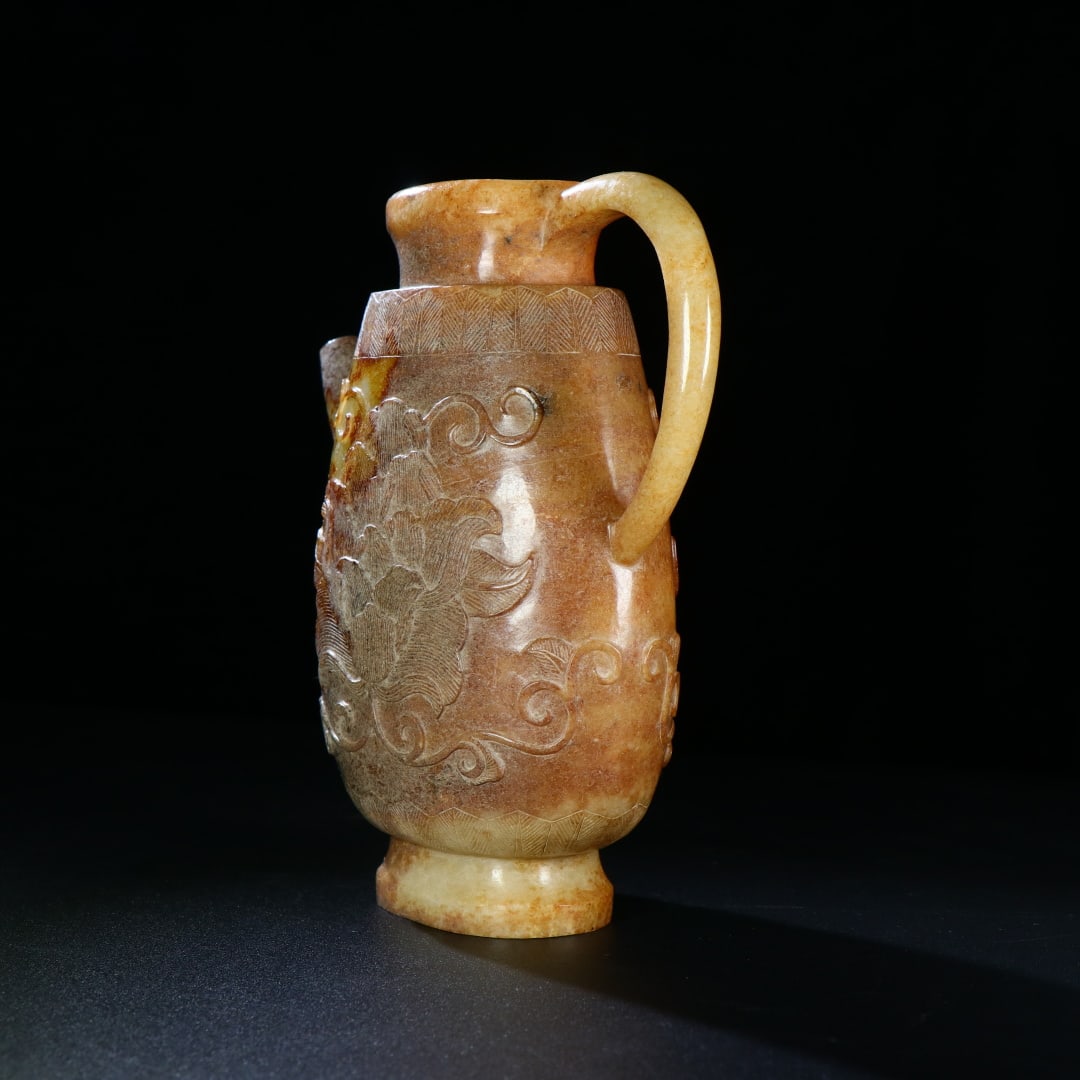 An Exquisite White Jade Flower Pattern Ewer - 3