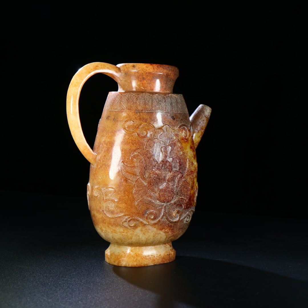 An Exquisite White Jade Flower Pattern Ewer - 5