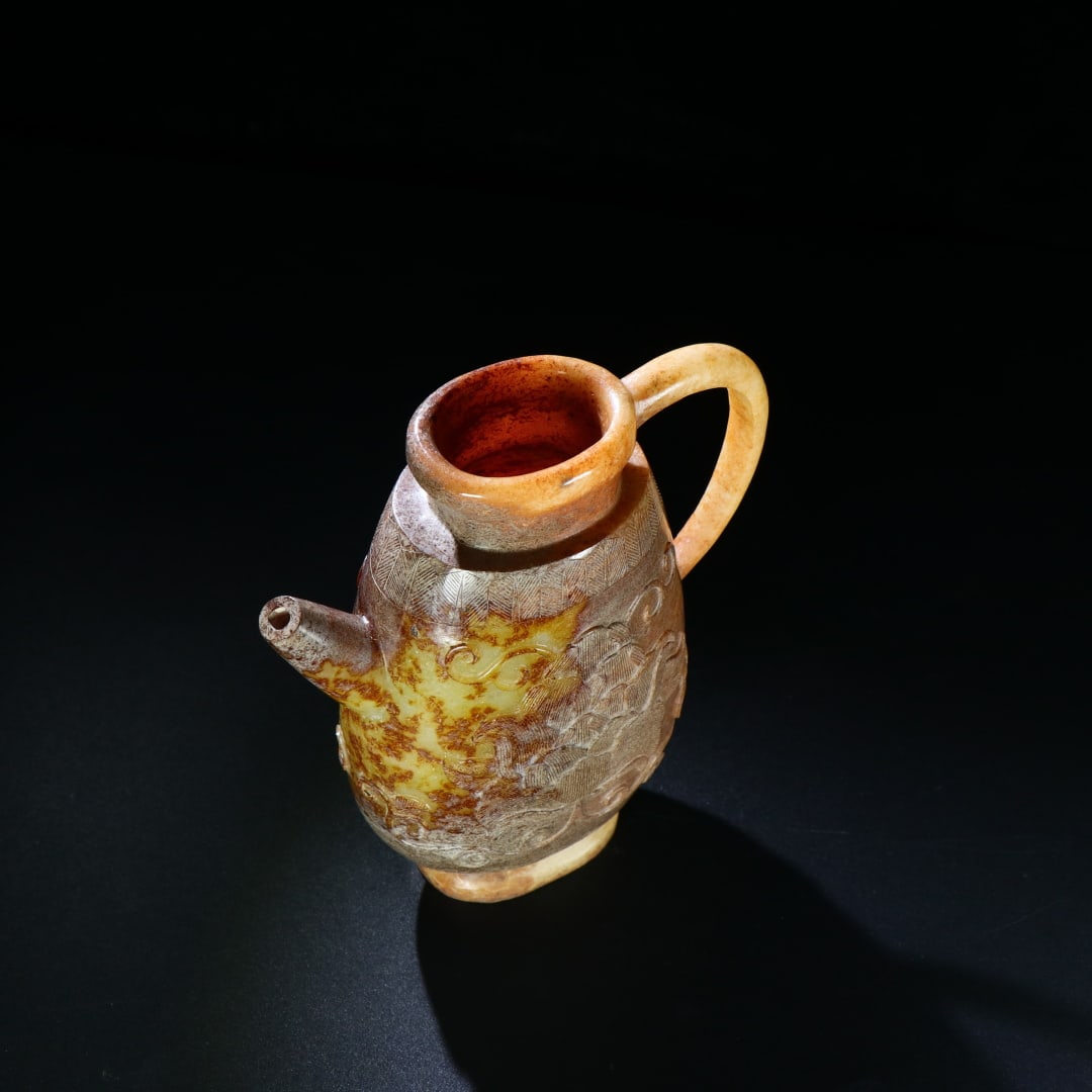 An Exquisite White Jade Flower Pattern Ewer - 9