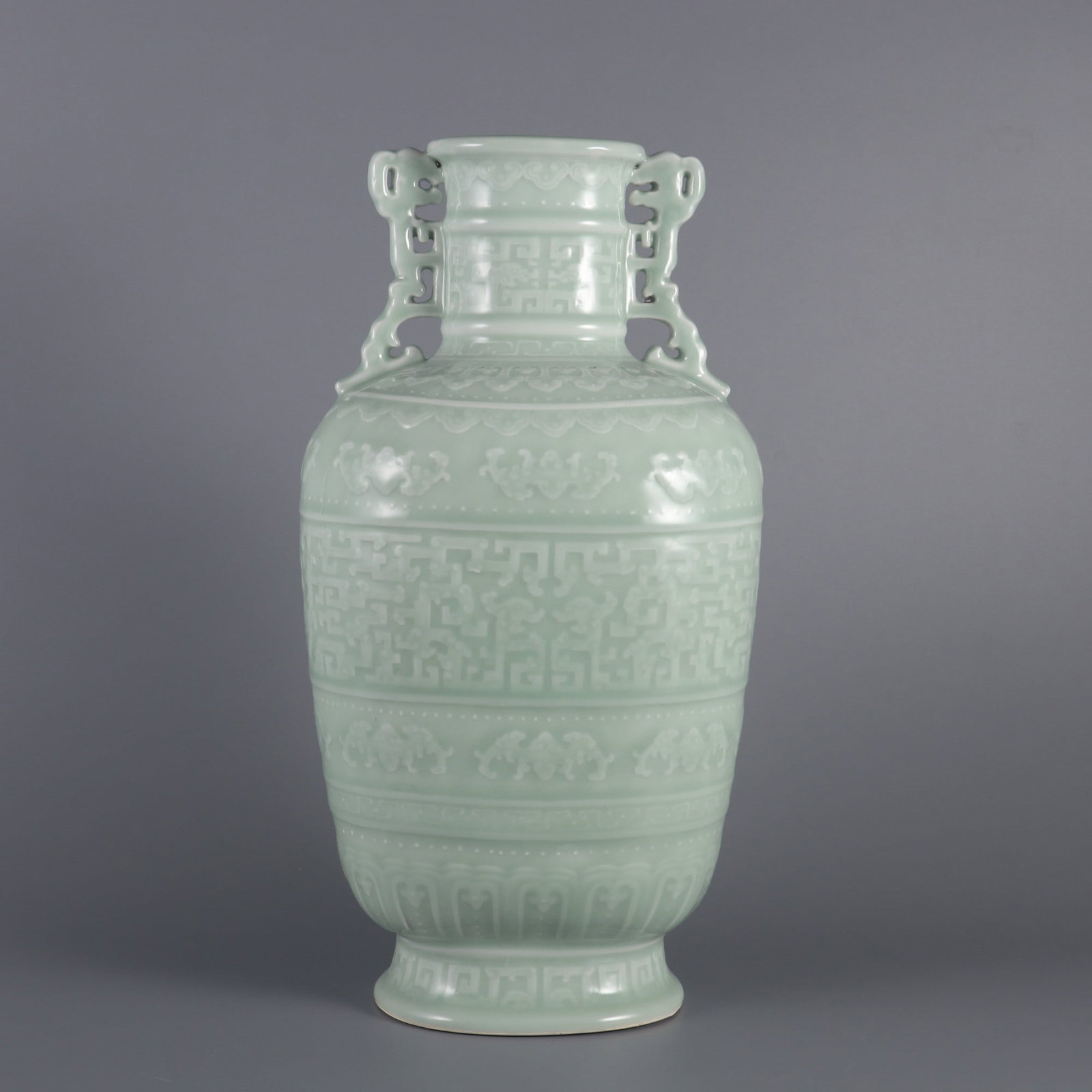 An Exquisite Celadon Glazed Dragon Pattern Double-Ears Vase (1 of 9)