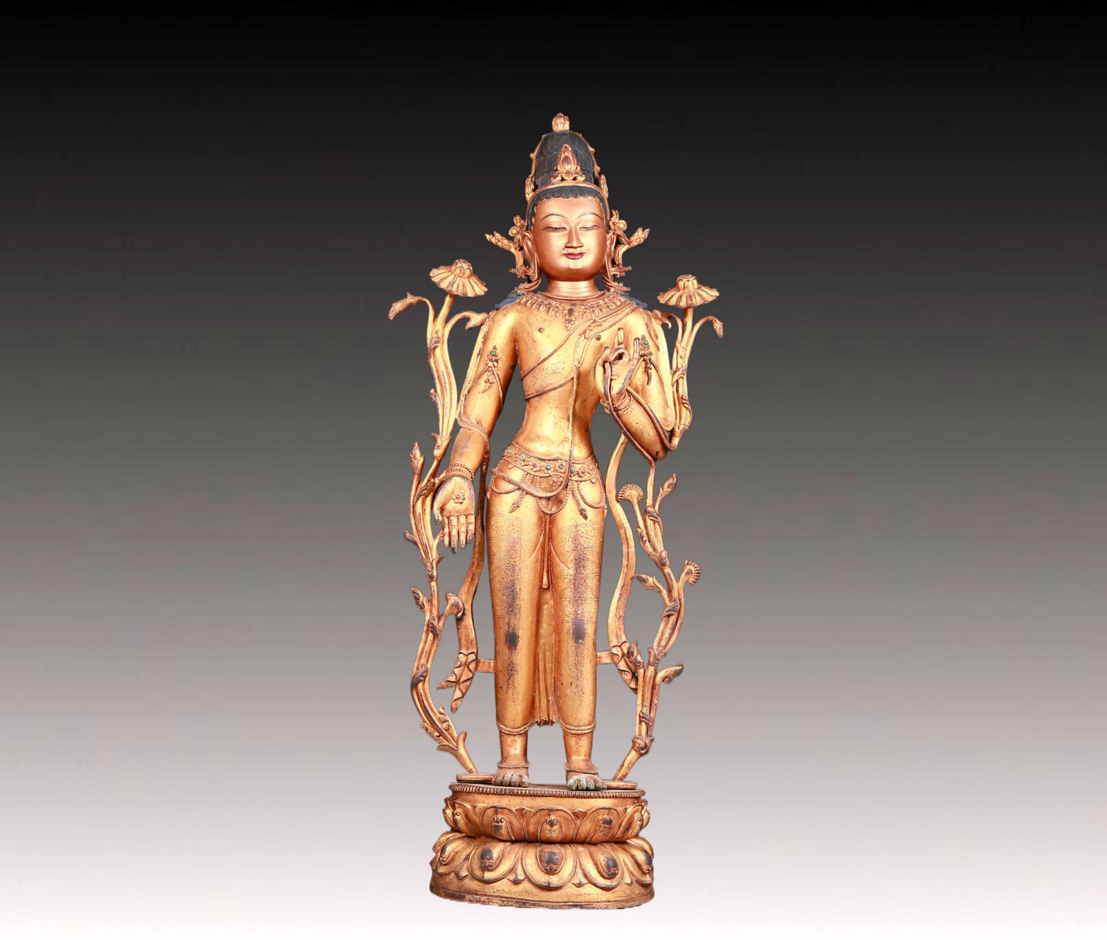 A solemn gilt bronze statue of Tara (1 of 16)