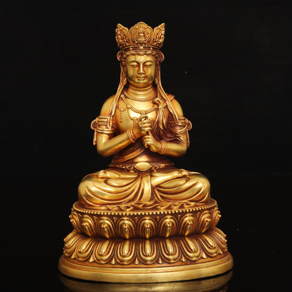An Exquisite Gilt Bronze Statue of Sakyamuni: An Exquisite Gilt Bronze Statue of Sakyamuni,Ming Dynasty,China,with Yongle Six-character