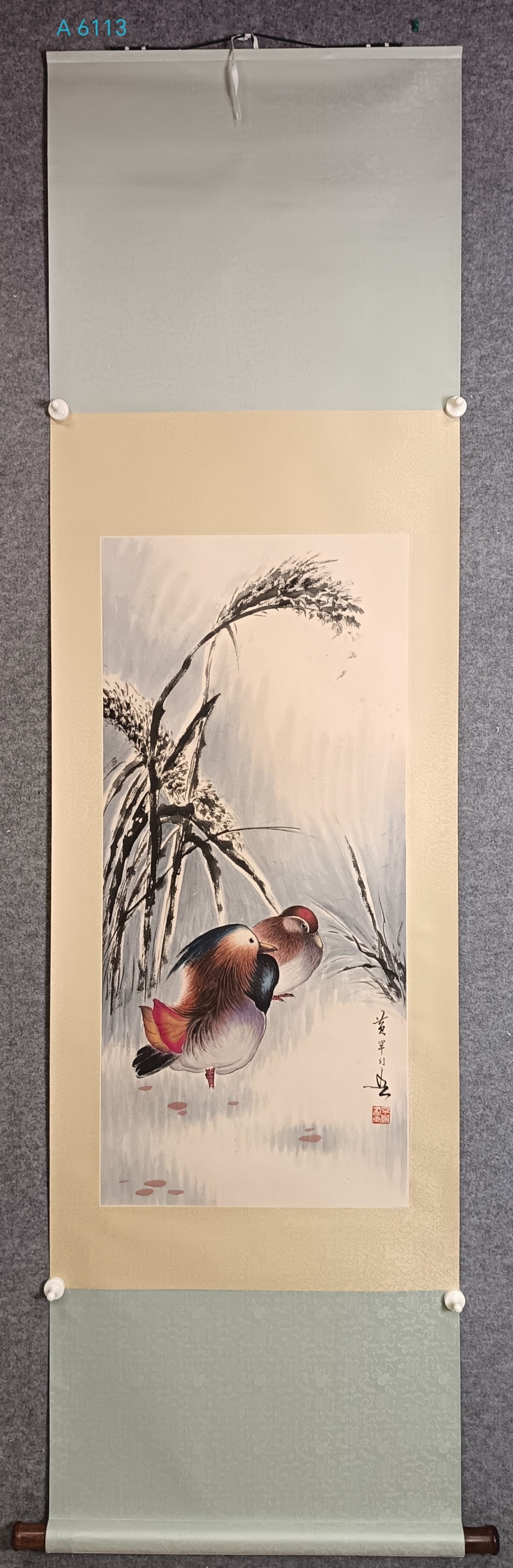 A Chinese Vertical Scroll Ink Painting of Flower and Bird on Paper