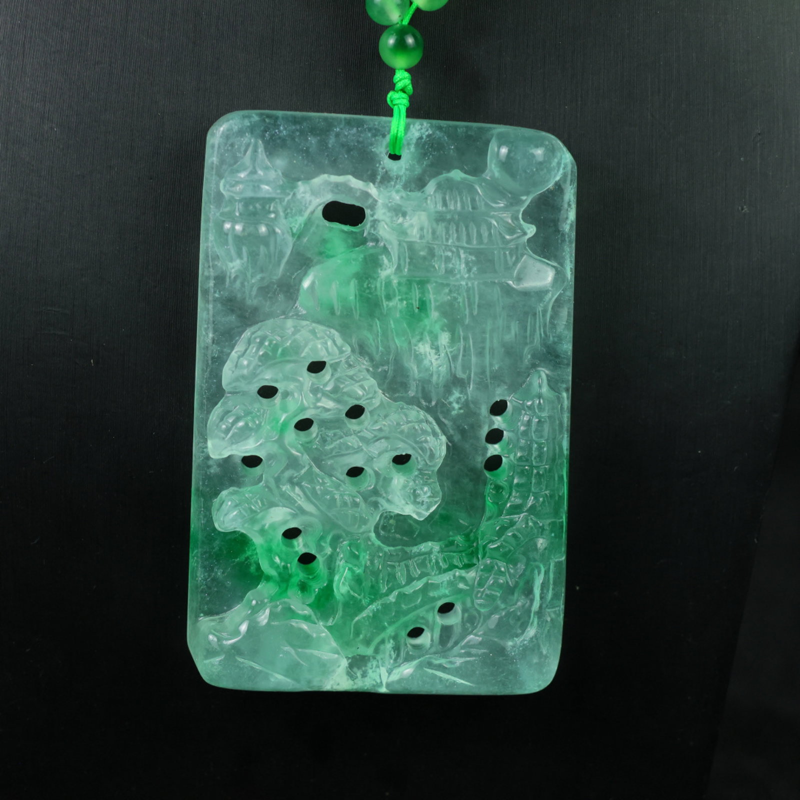 An Exquisite Jadeite Landscape Pattern Pendant - 2