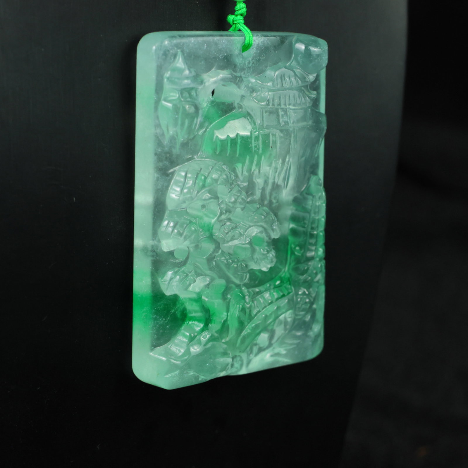 An Exquisite Jadeite Landscape Pattern Pendant - 3