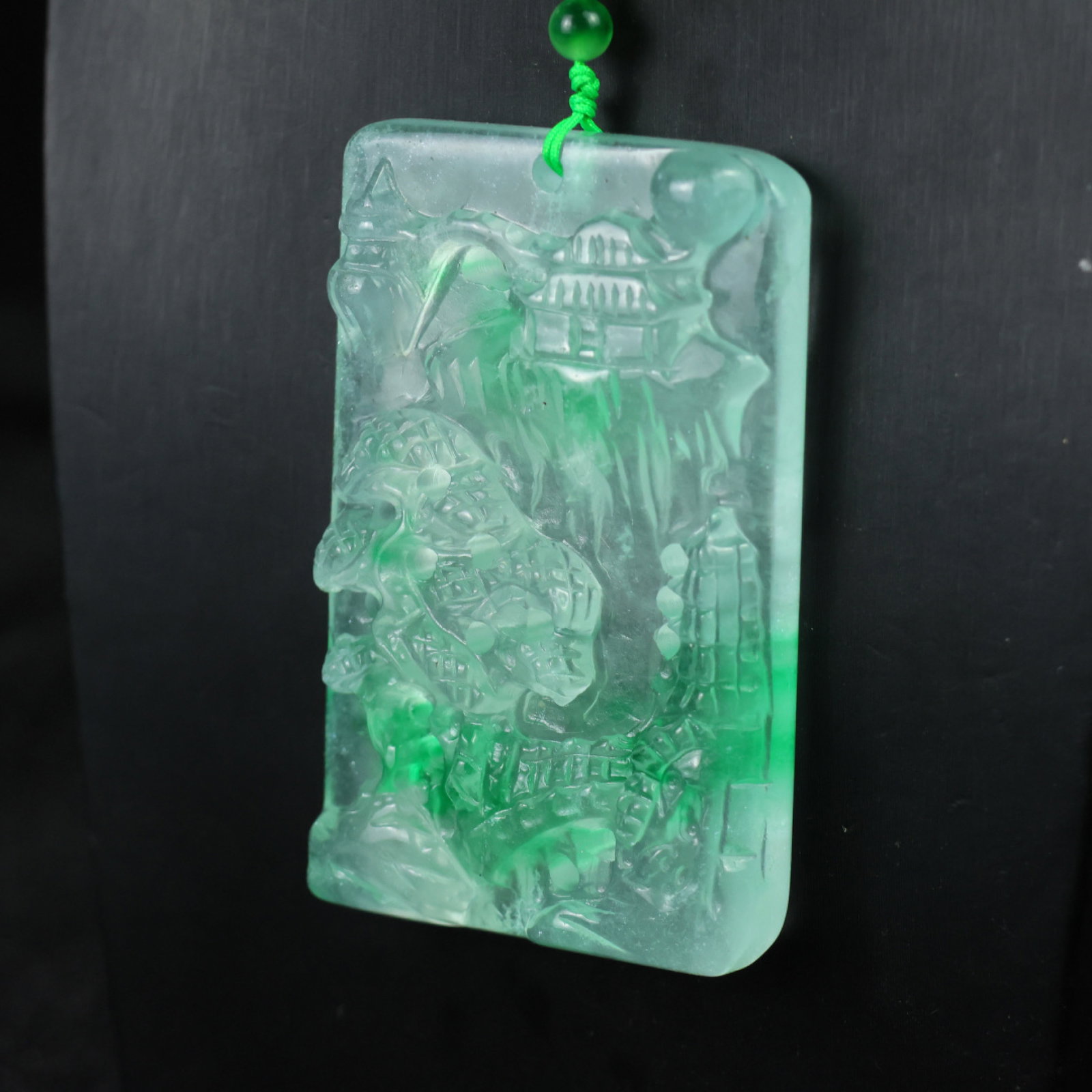 An Exquisite Jadeite Landscape Pattern Pendant - 4