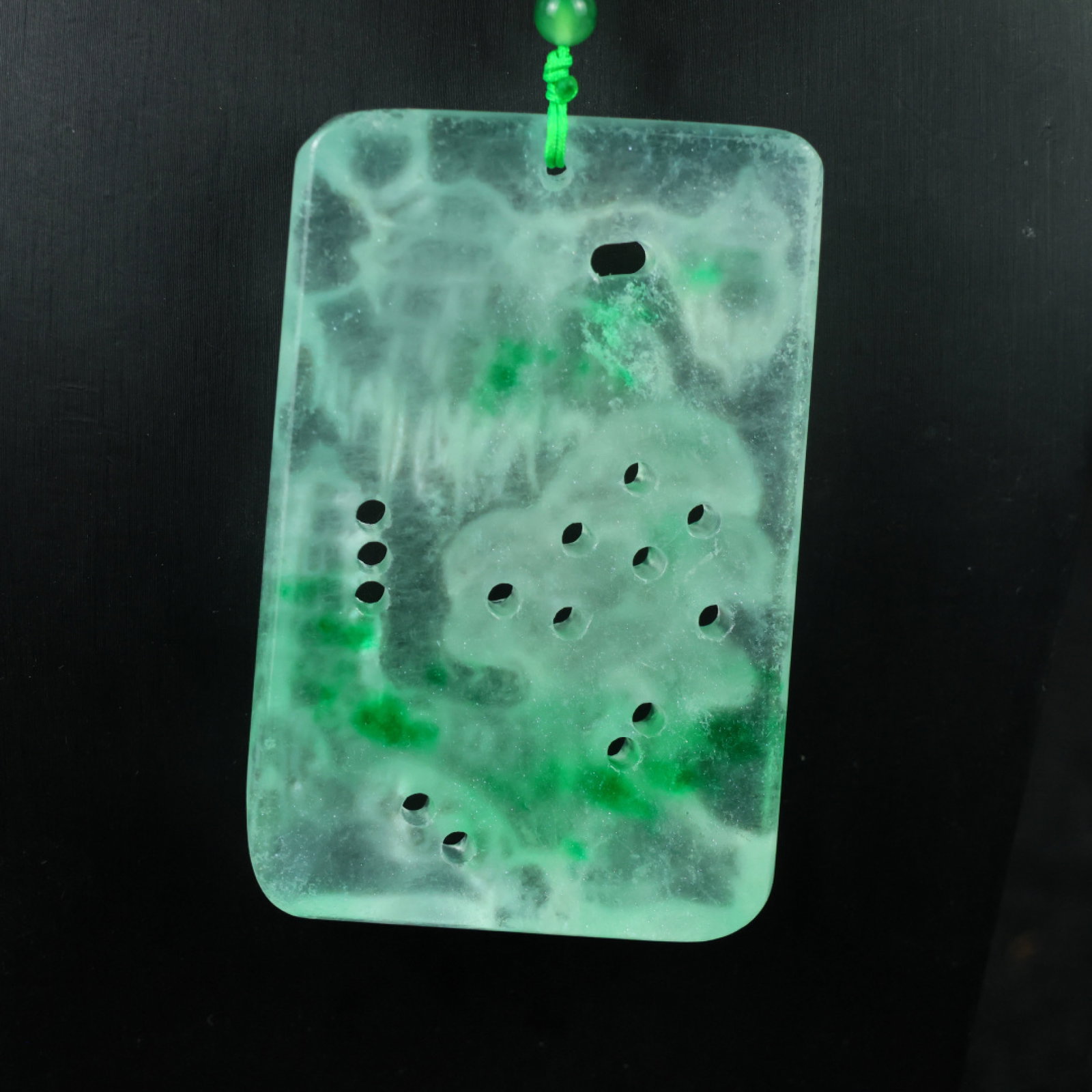 An Exquisite Jadeite Landscape Pattern Pendant - 5