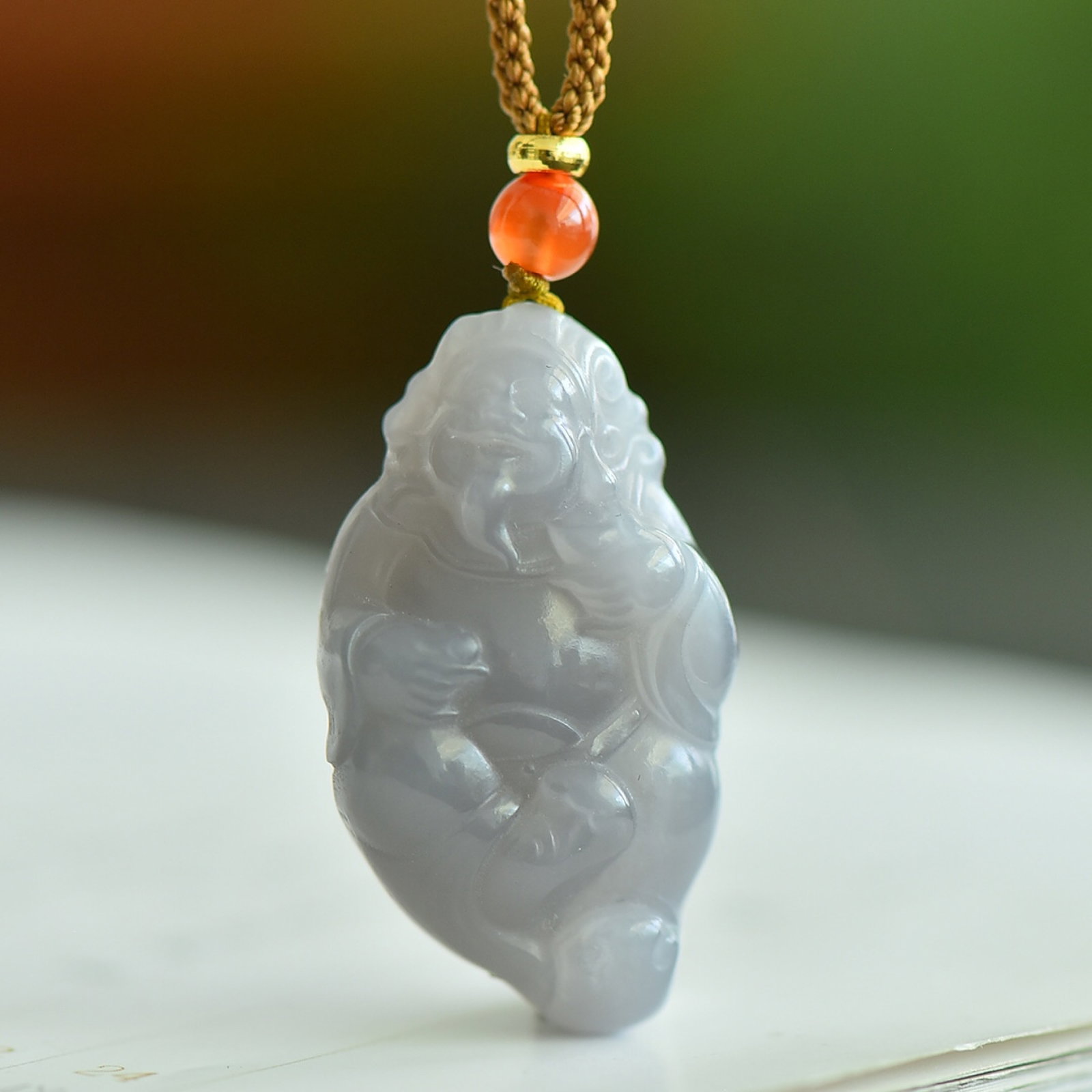 An Exquisite White Jade Mammon Pendant: An Exquisite White Jade Mammon Pendant 白玉财神像吊坠