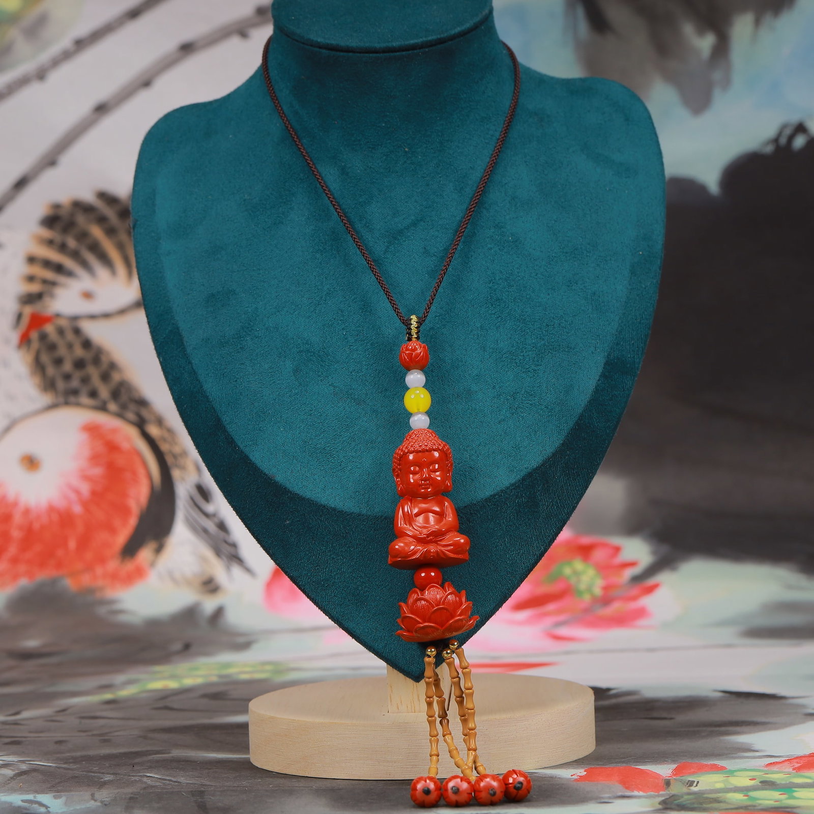 An Exquisite Cinnabar Statue of Sakyamuni Pendant: An Exquisite Cinnabar Statue of Sakyamuni Pendant,Size:0.8inx2.4in,Weight:52g 朱砂如来佛像挂件