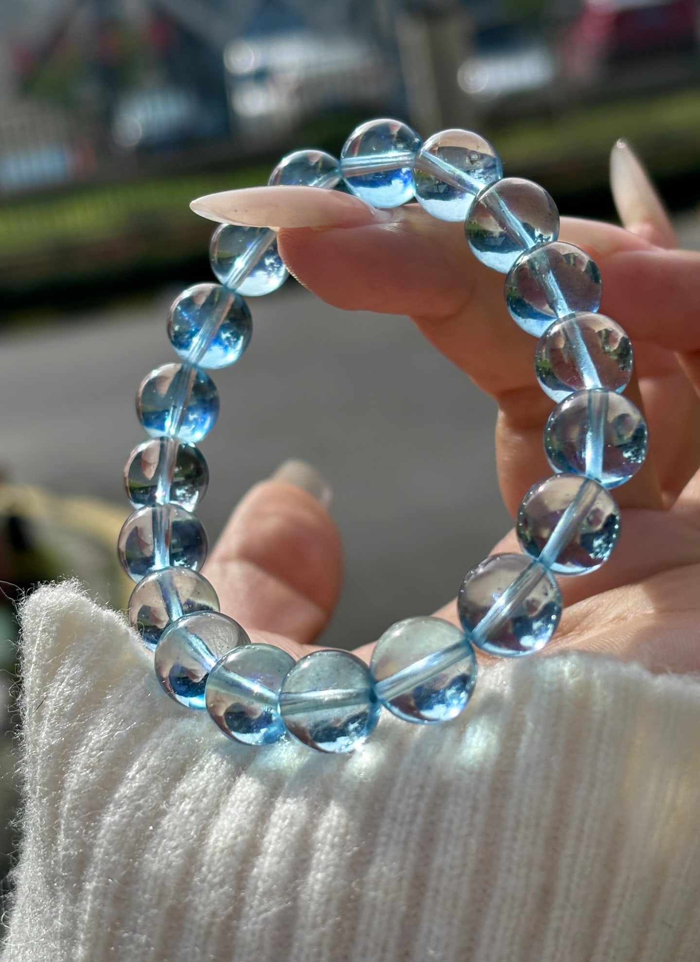 An Exquisite Aquamarine Bracelets: An Exquisite Aquamarine Bracelets,Size:10mm,Weight:29.3g 海蓝宝手串