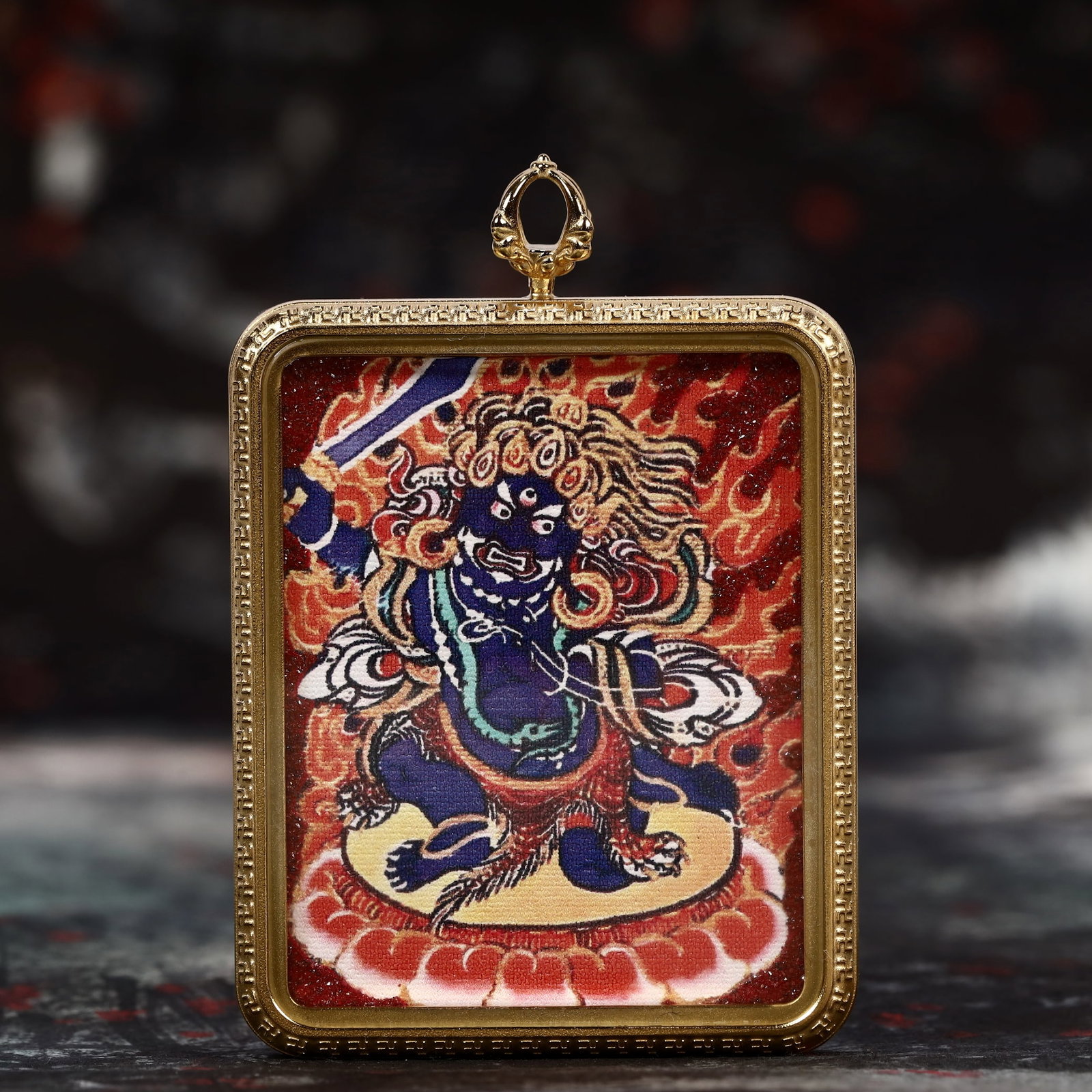 An Exquisite Painted Color Statue of Mammon Tangka: An Exquisite Painted Color Statue of Mammon Tangka,Size:2inx2.8in 彩绘财神像唐卡