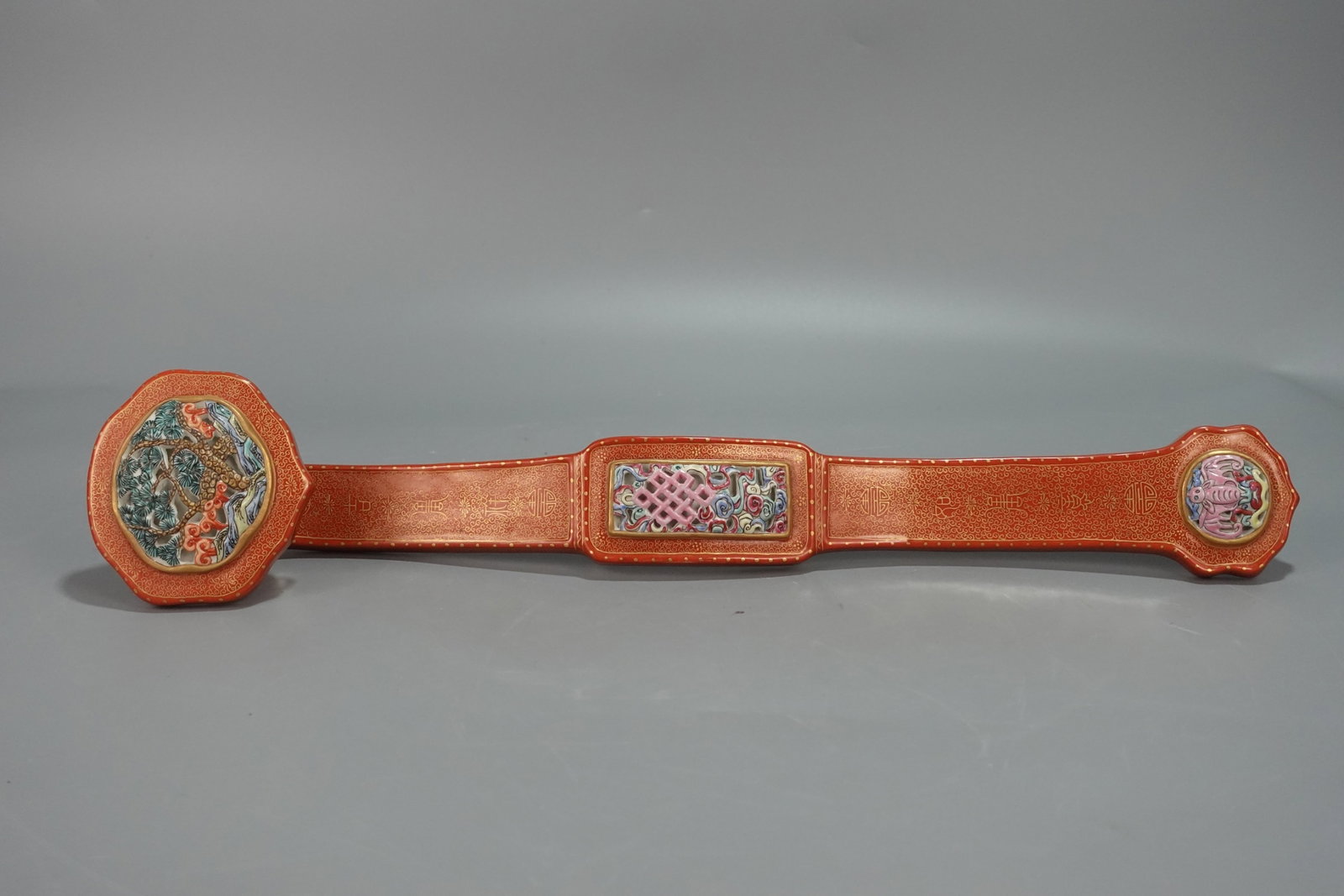 A Huge Iron-Red Landscape Pattern Ruyi - 2