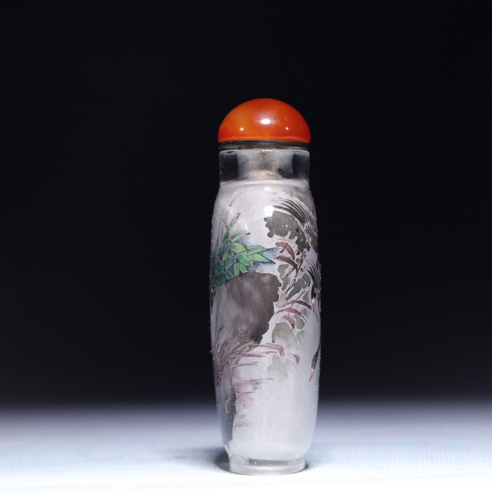 An Exquisite Glass Crane Pattern Snuff Bottle - 6