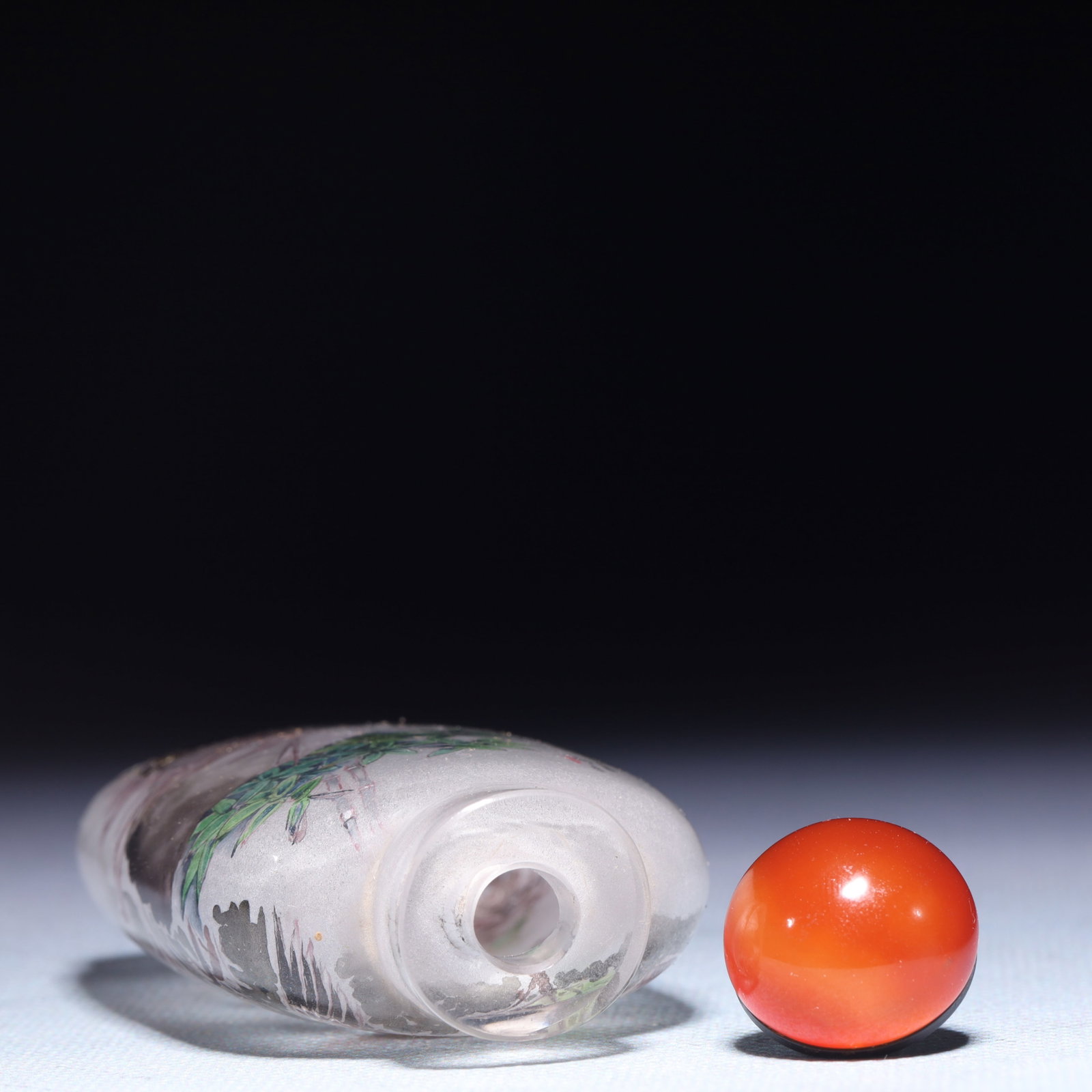 An Exquisite Glass Crane Pattern Snuff Bottle - 7