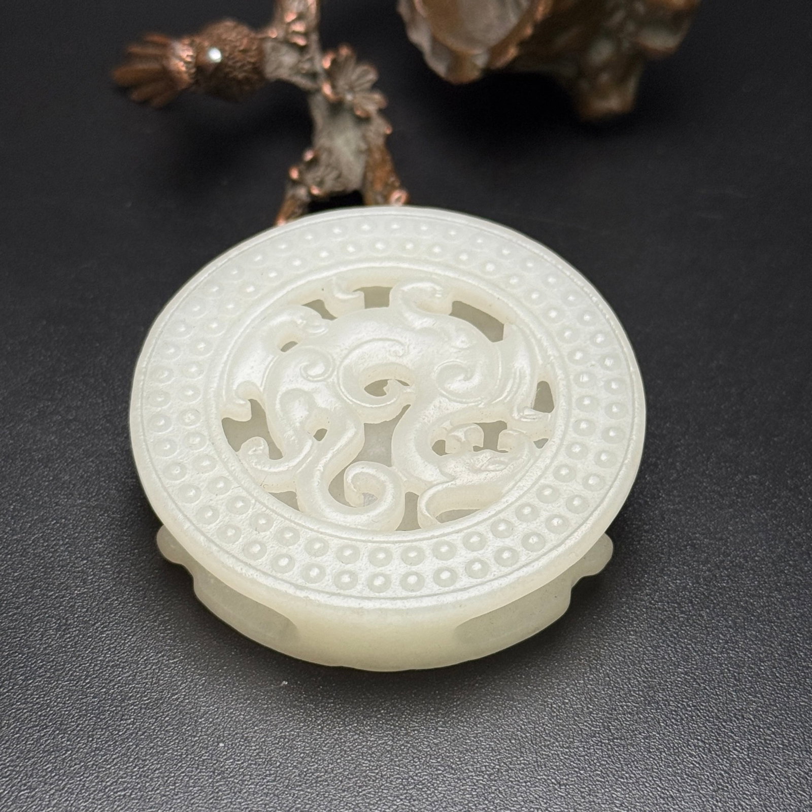 An Exquisite White Jade Dragon Pattern Buckle - 5