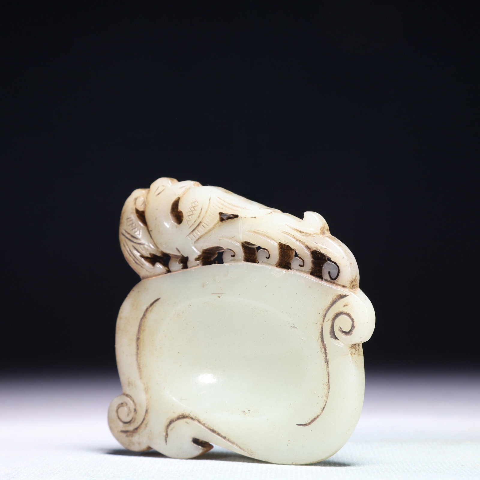 An Exquisite White Jade Phoenix Pattern Inkstone - 2