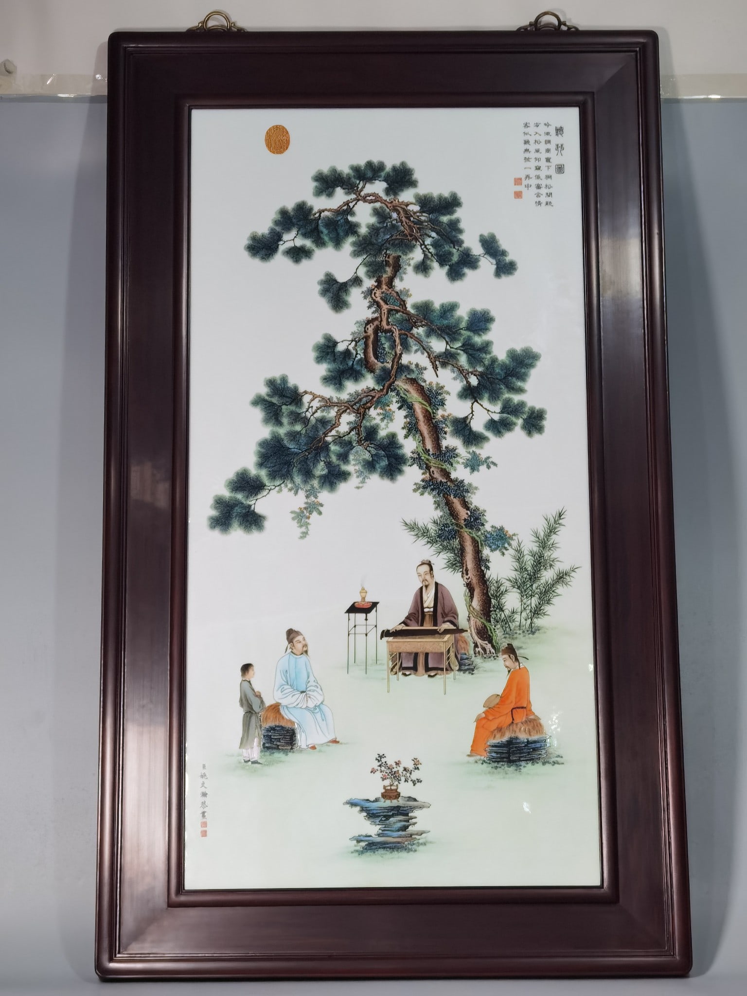 A Huge Famille-Rose Character and Story Pattern Porcelain Plaques: A Huge Famille-Rose Character and Story Pattern Porcelain Plaques,Qing Dynasty,China,Qianlong Six-character Mark,Size:53.5inx31.3in 粉彩人物故事纹瓷