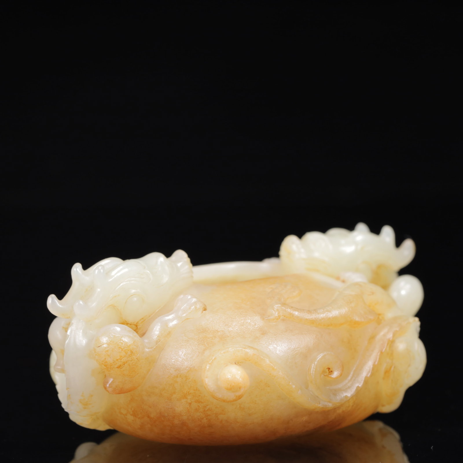 An Exquisite White Jade Dragon Pattern Vat - 4