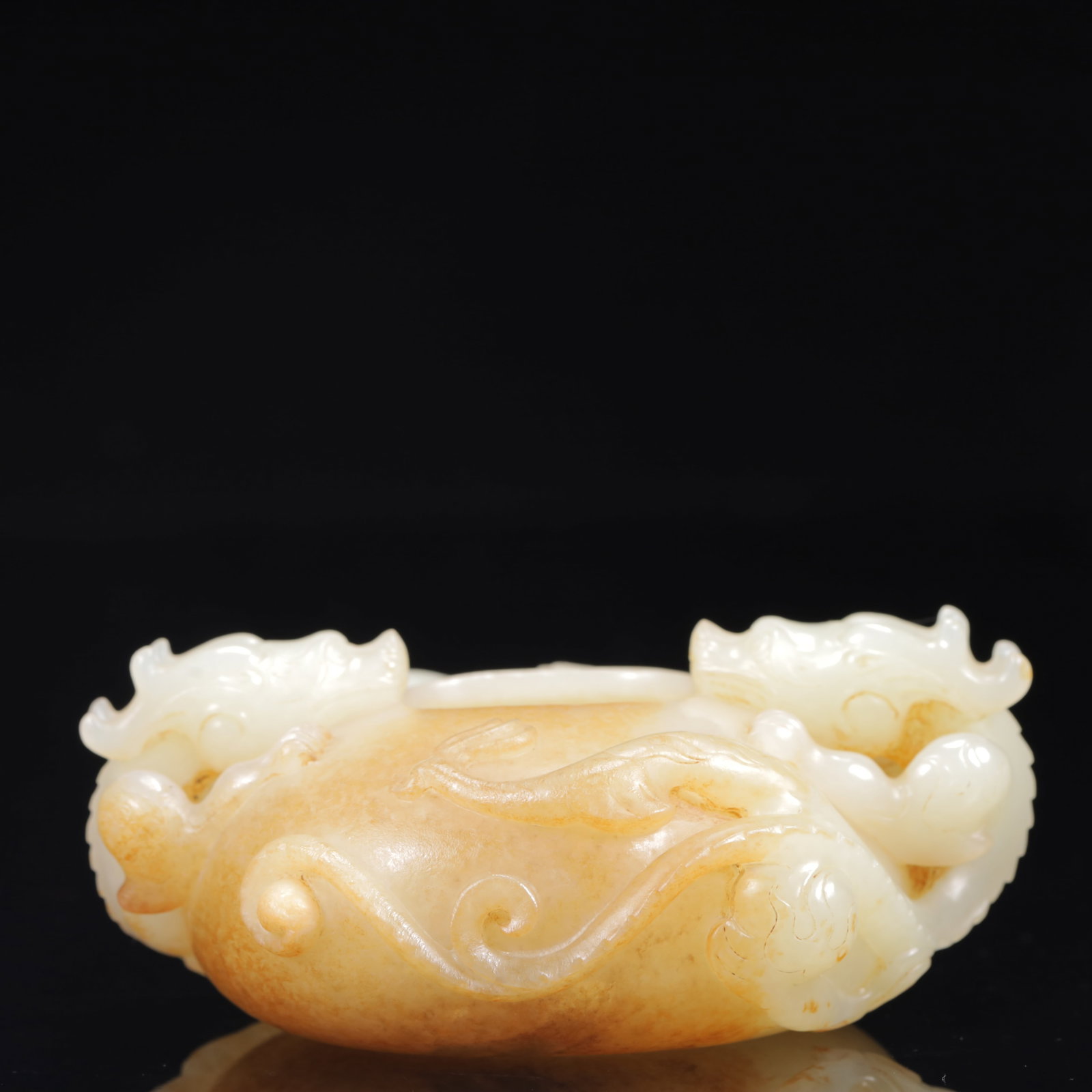 An Exquisite White Jade Dragon Pattern Vat - 5