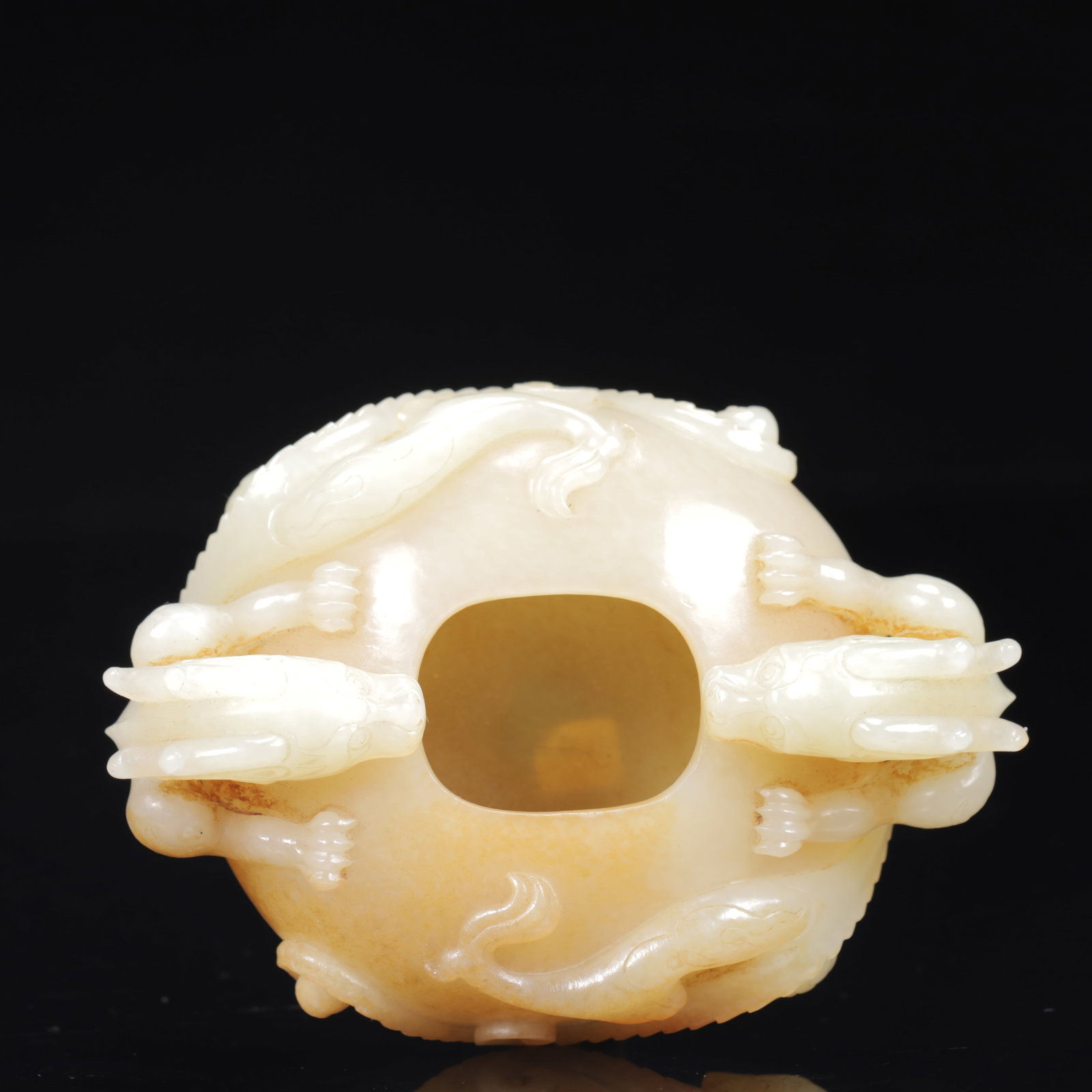 An Exquisite White Jade Dragon Pattern Vat - 8