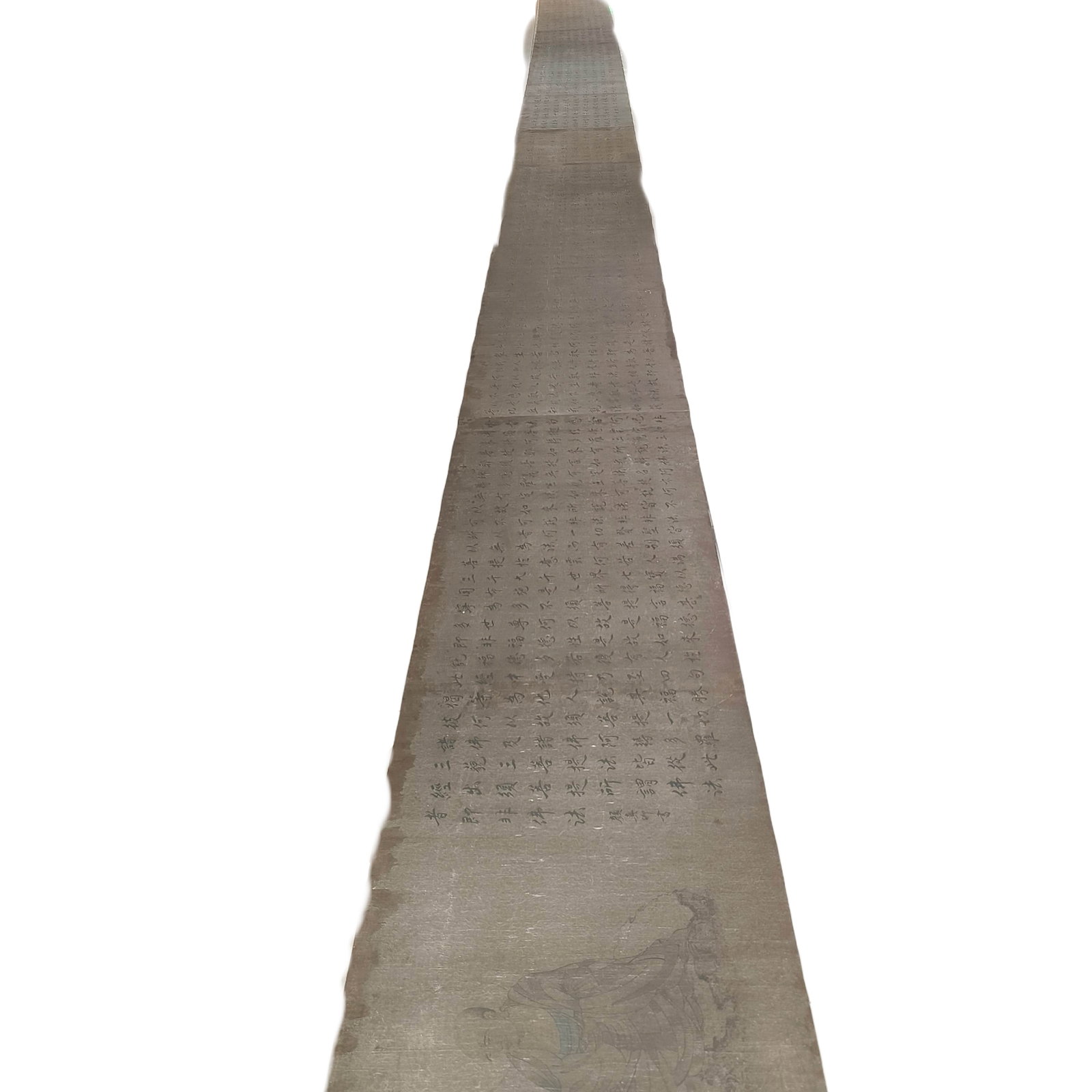 A Chinese Hand Scroll Ink Calligraphy on Paper: A Chinese Hand Scroll Ink Calligraphy on Paper,Sun Guoting,Size:748inx26.8in 一幅中国水墨书法手卷,孙过庭