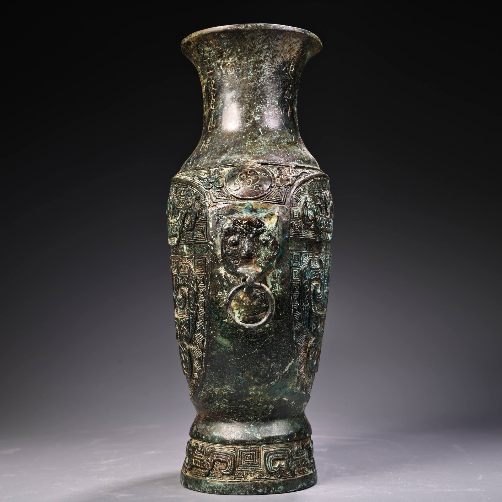 An Exquisite Bronze Beast-Face Pattern Vase - 2