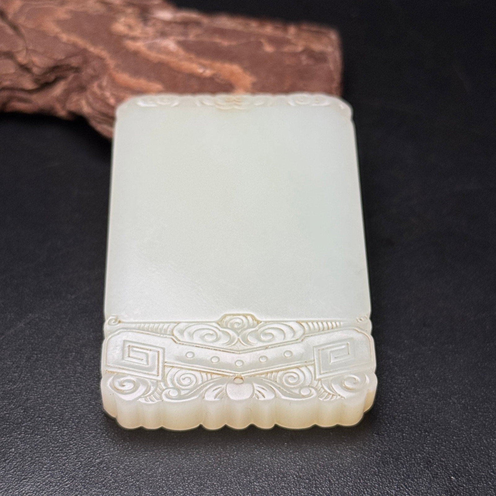 An Exquisite White Jade Auspicious Cloud Pattern Pendant - 7