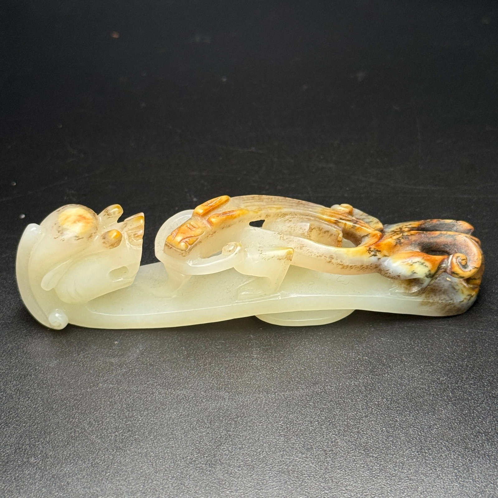 An Exquisite White Jade Dragon Pattern Hook - 2