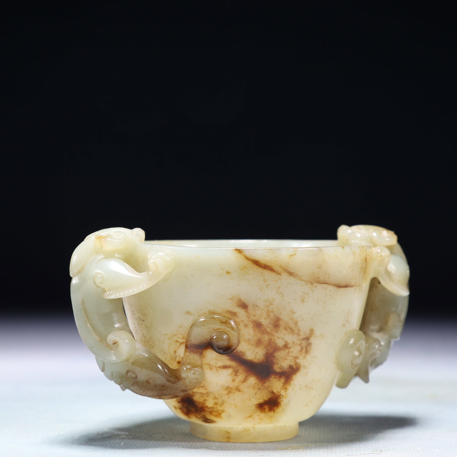 An Exquisite White Jade Chi-Dragon Pattern Cup - 4