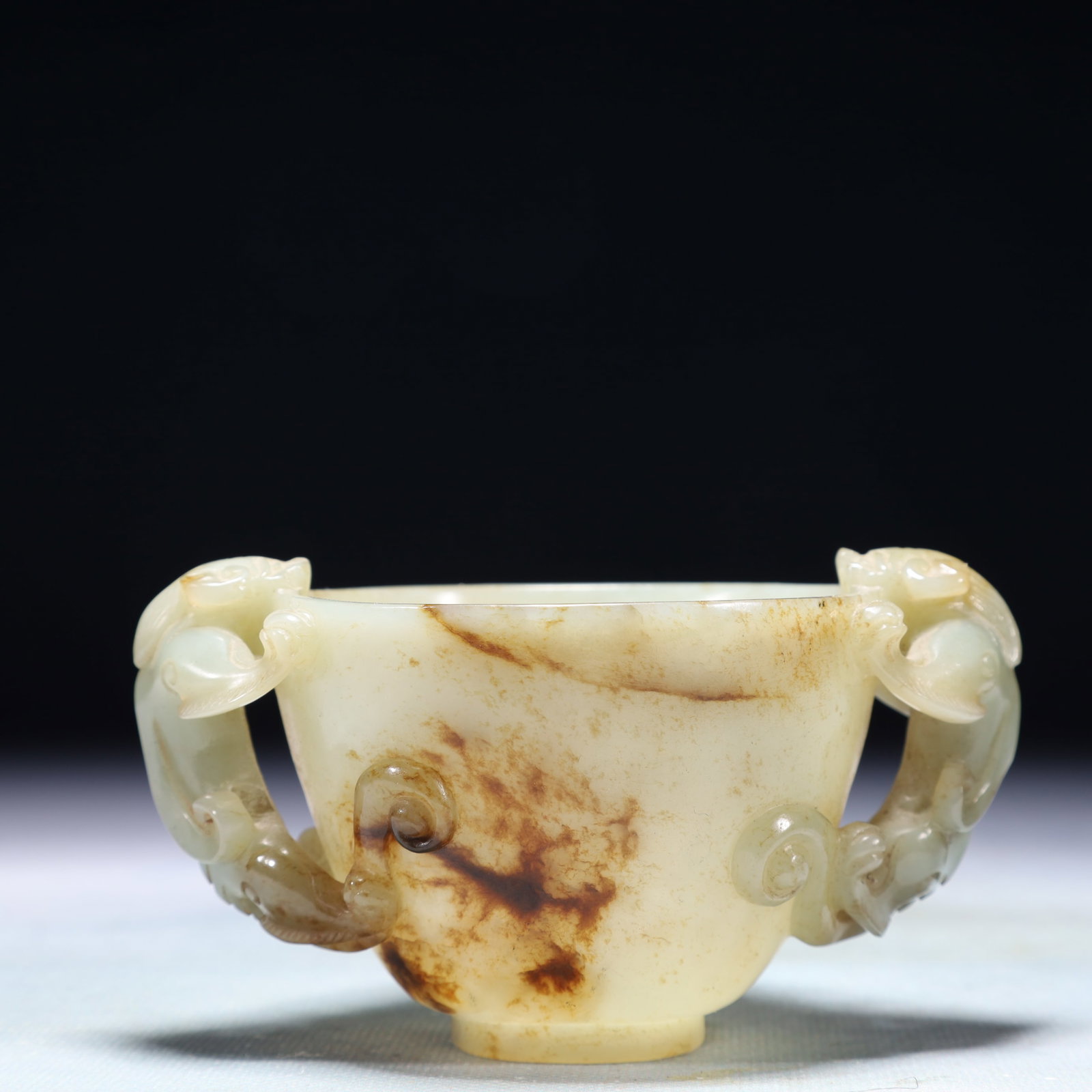 An Exquisite White Jade Chi-Dragon Pattern Cup - 5