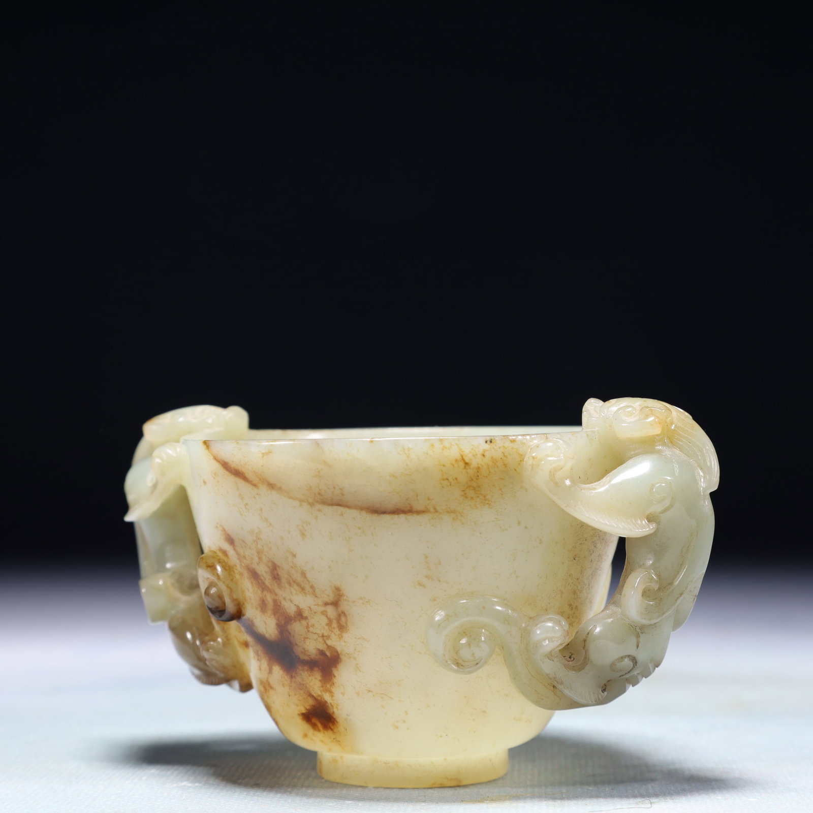 An Exquisite White Jade Chi-Dragon Pattern Cup - 6