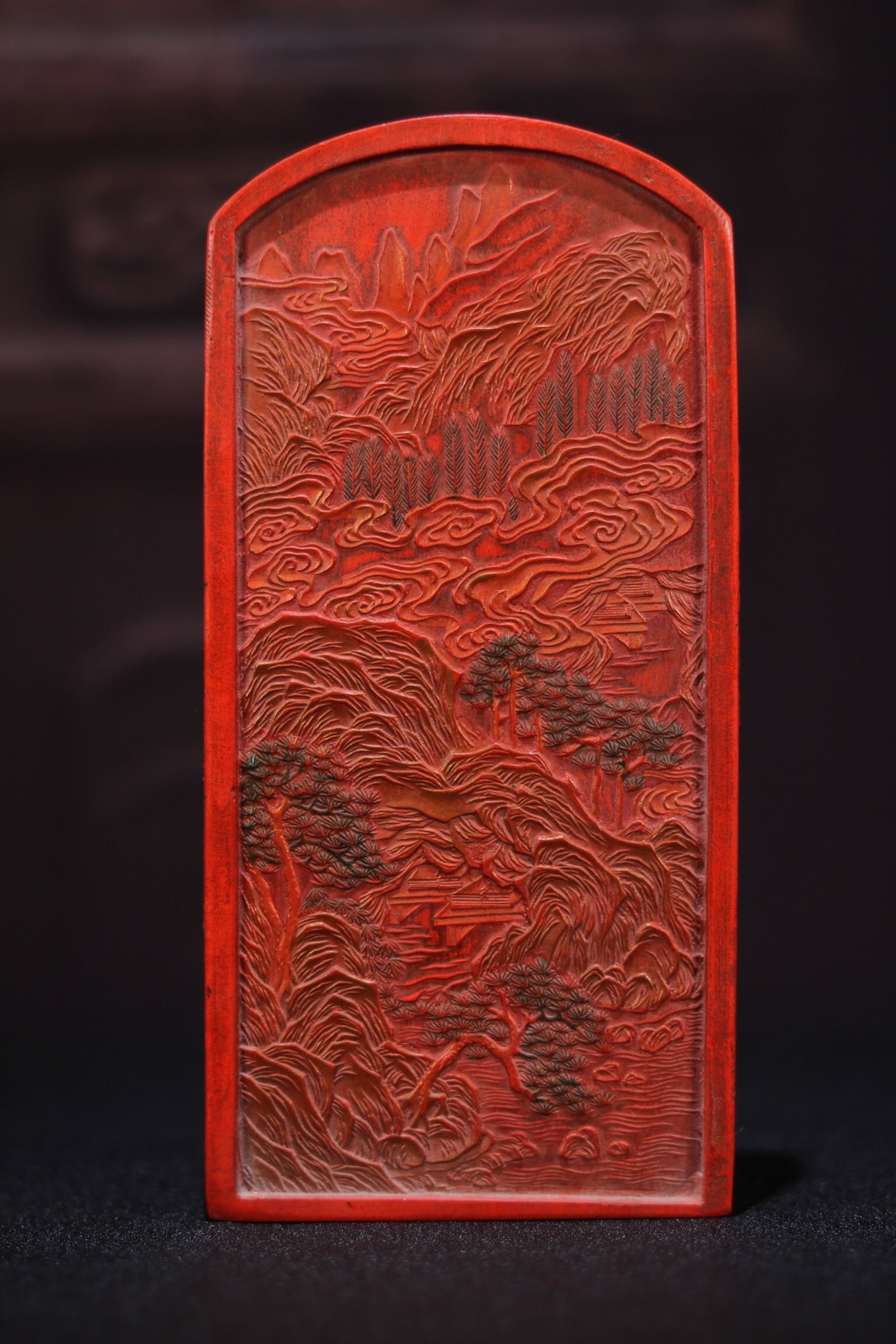 An Exquisite Cinnabar Landscape Pattern Ornament - 2