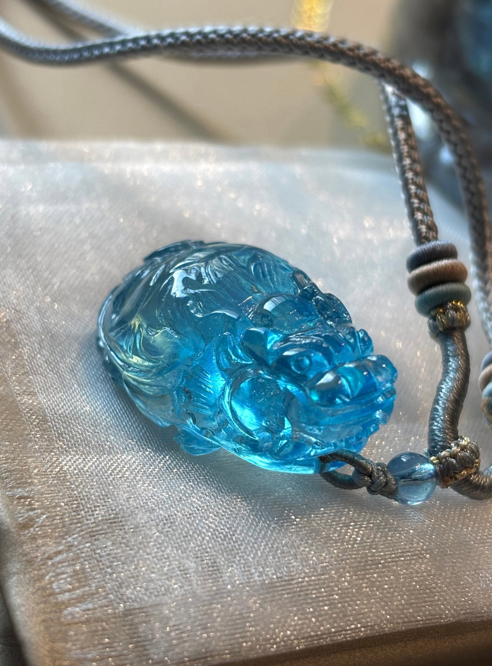 An Exquisite Aquamarine Dragon and Turtle Necklace (1 of 5)
