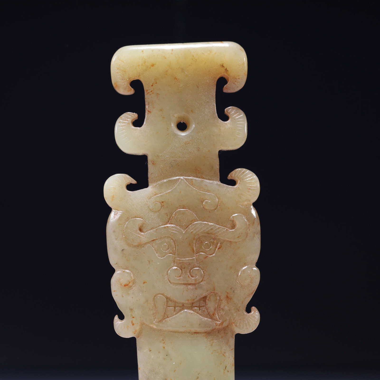 An Exquisite White Jade Beast-Face Pattern Sword - 2
