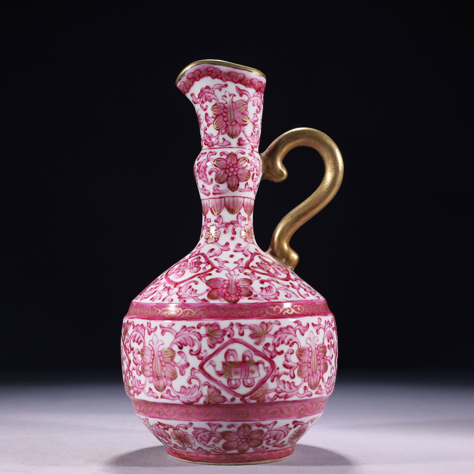 An Exquisite Ruby Red-Glazed Painted Gold Lotus Pattern Watering Can