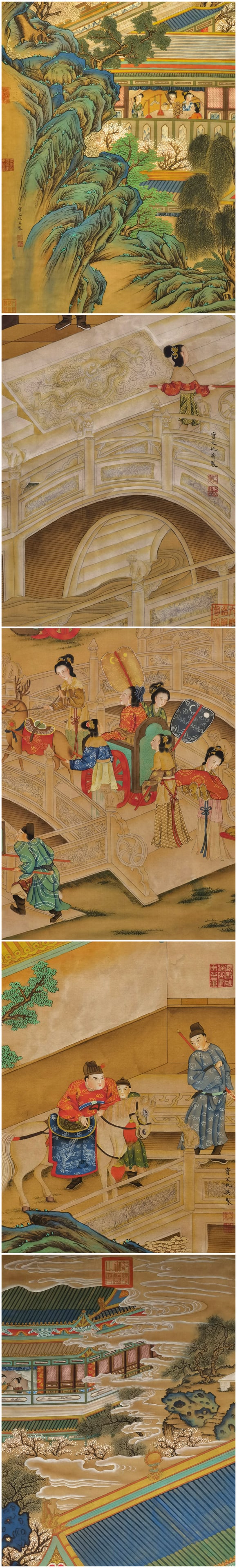 A Set of Chinese Vertical Scroll Ink Painting of Pine and Eagle on Paper
