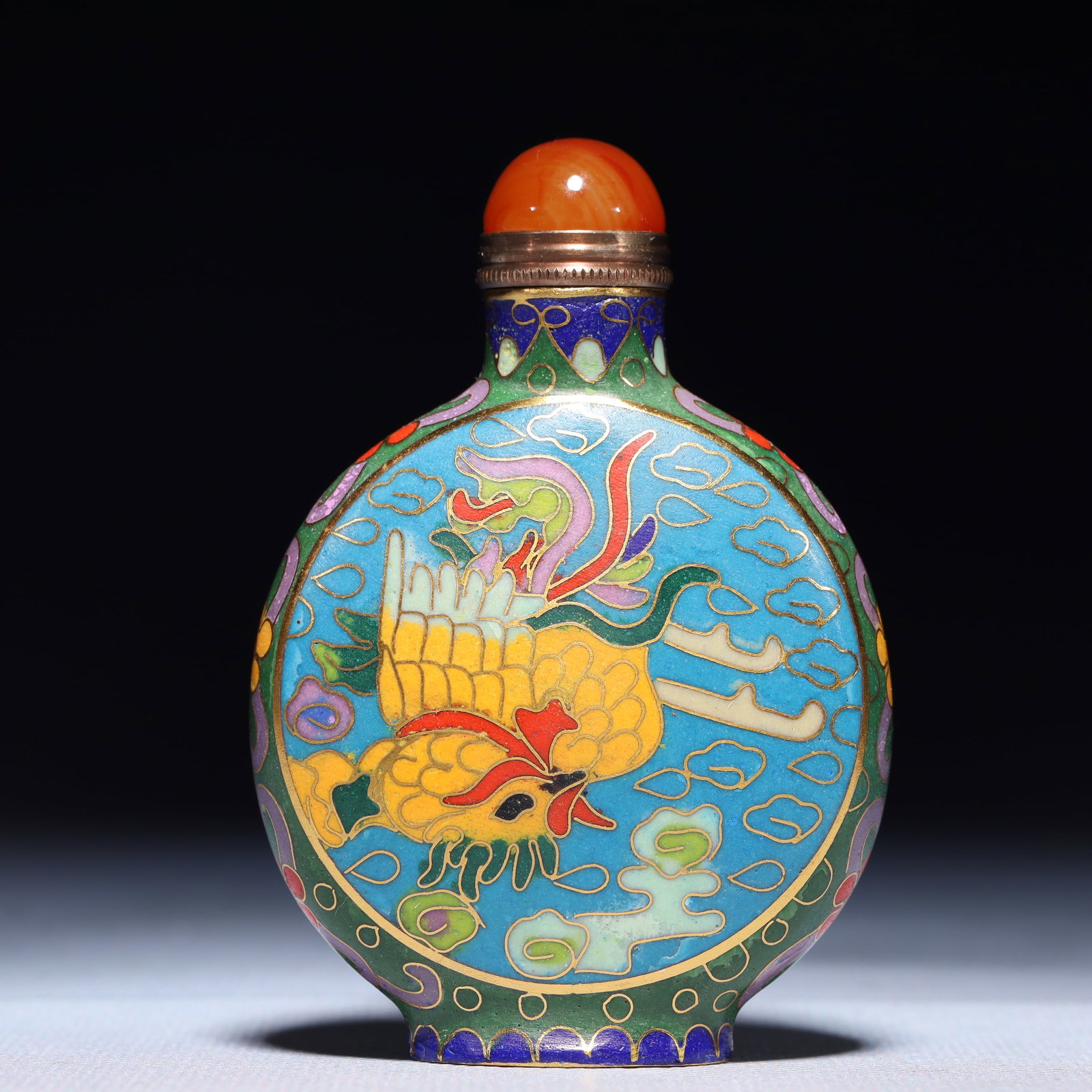 An Exquisite Cloisonne Auspicious Cloud and Phoenix Pattern Snuff Bottle (1 of 8)