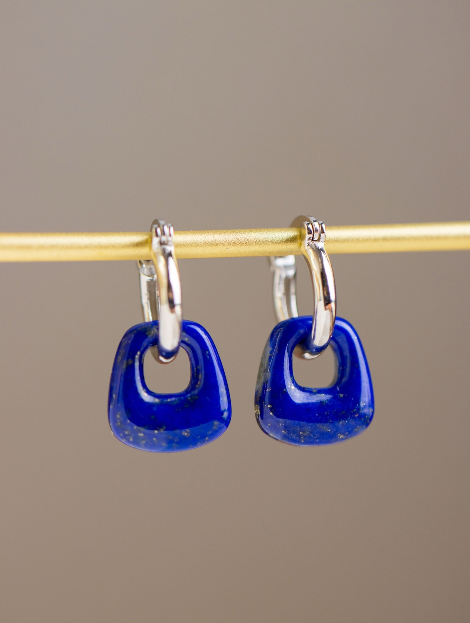 A Pair of Exquisite Sterling Silver Inlaid Lapis Lazuli Earrings