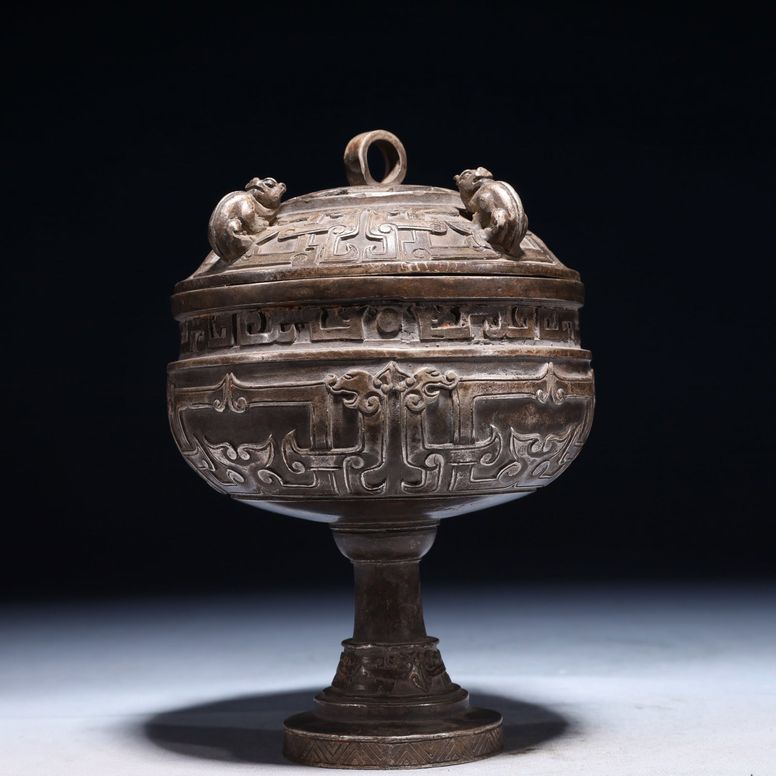 An Exquisite Silver-plated Bronze Chi-Dragon Pattern Censer