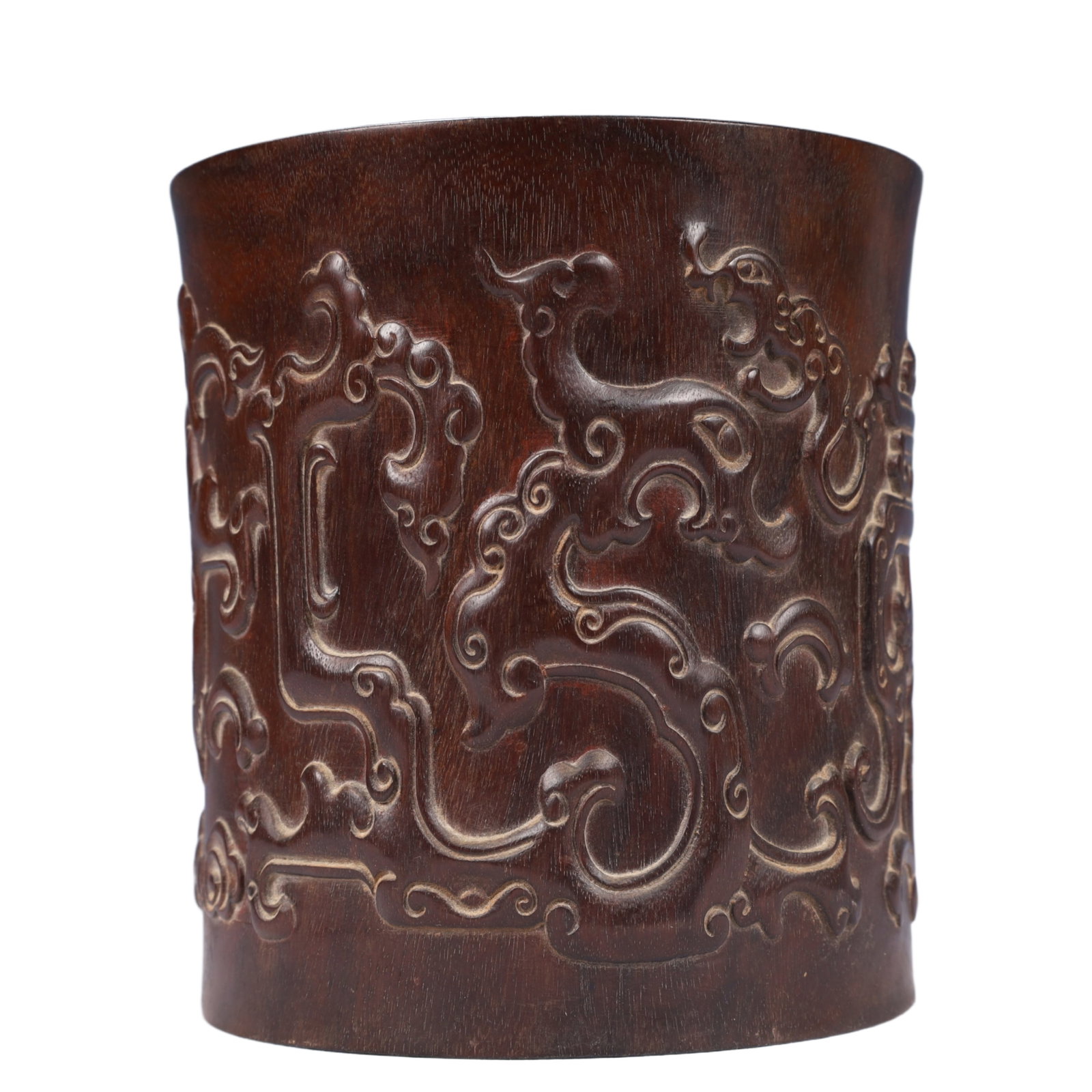 An Exquisite Zitanwood Chi-Dragon Pattern Brush Pot