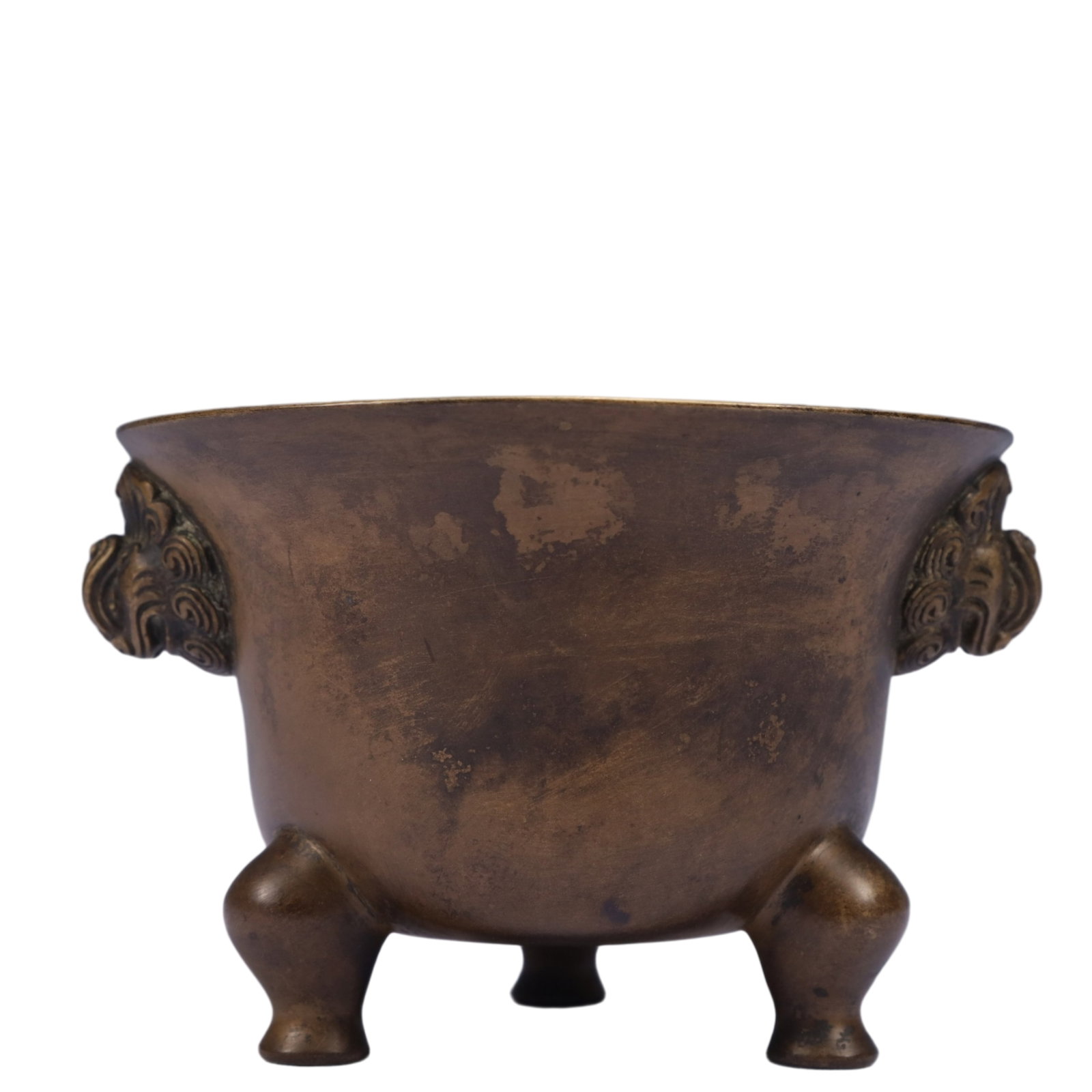 An Exquisite Bronze Beast-Ears Tripod Censer,Qing Dynasty, China,Jing Xianglin