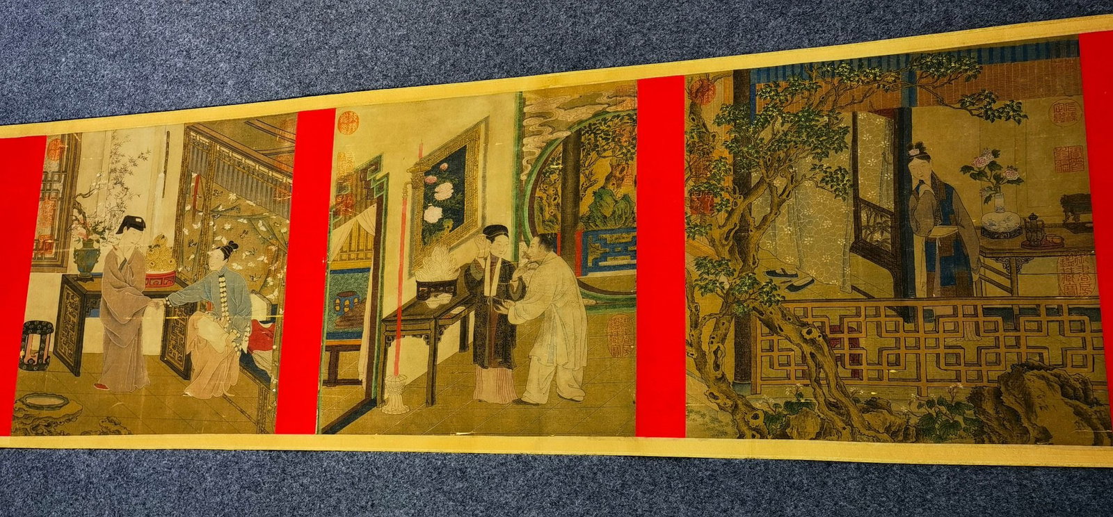 A Chinese Hand Scroll Ink Painting of Character and Story on Paper