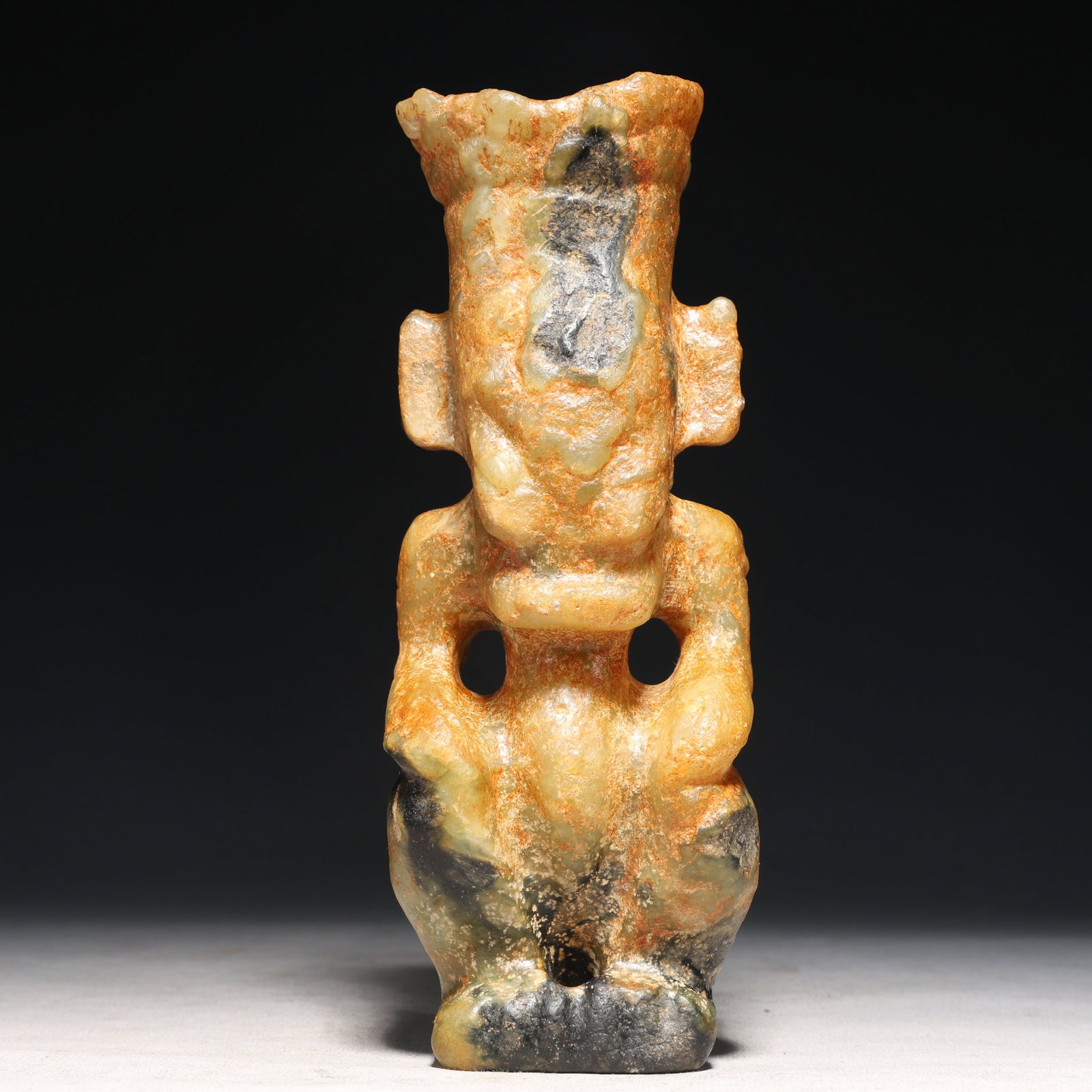 An Archaic Hongshan Culture Yellow Jade Figure Ornament