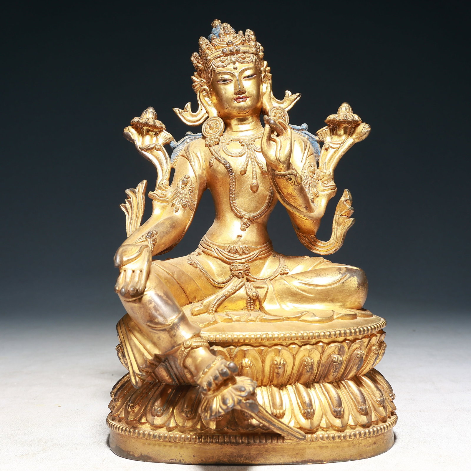 A Solemn Gilt Bronze Statue of Tara
