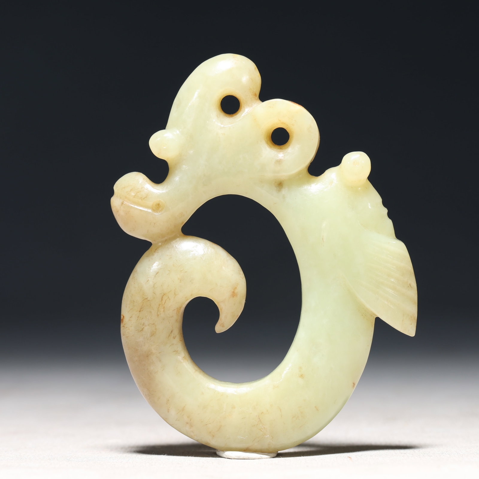 An Archaic Hongshan Culture White Jade Cicada Pattern Pendant
