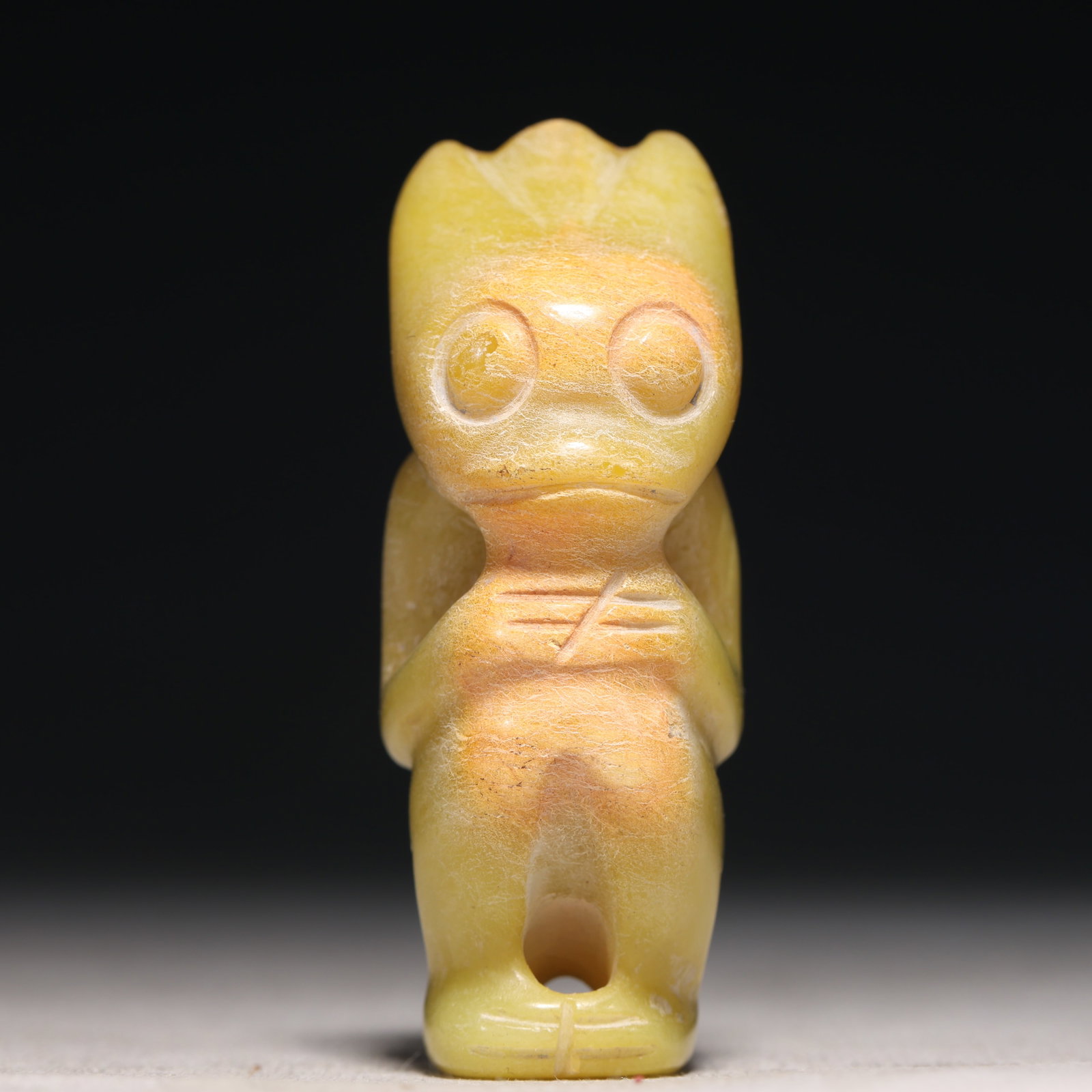 An Archaic Hongshan Culture Yellow Jade Figure Ornament